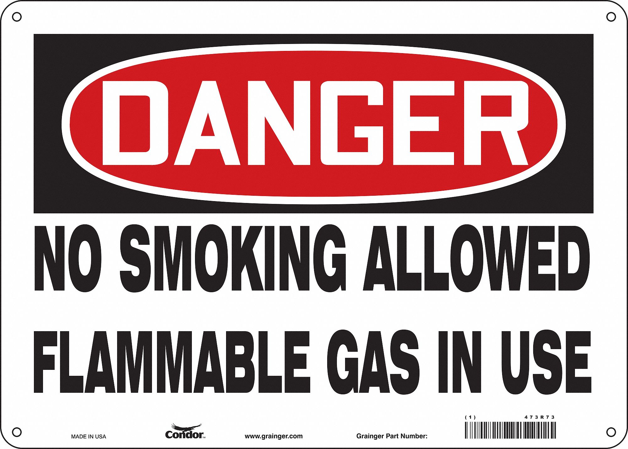 Safety Sign: Polyethylene, Mounting Holes Sign Mounting, 10 in x 14 in Nominal Sign Size, Danger