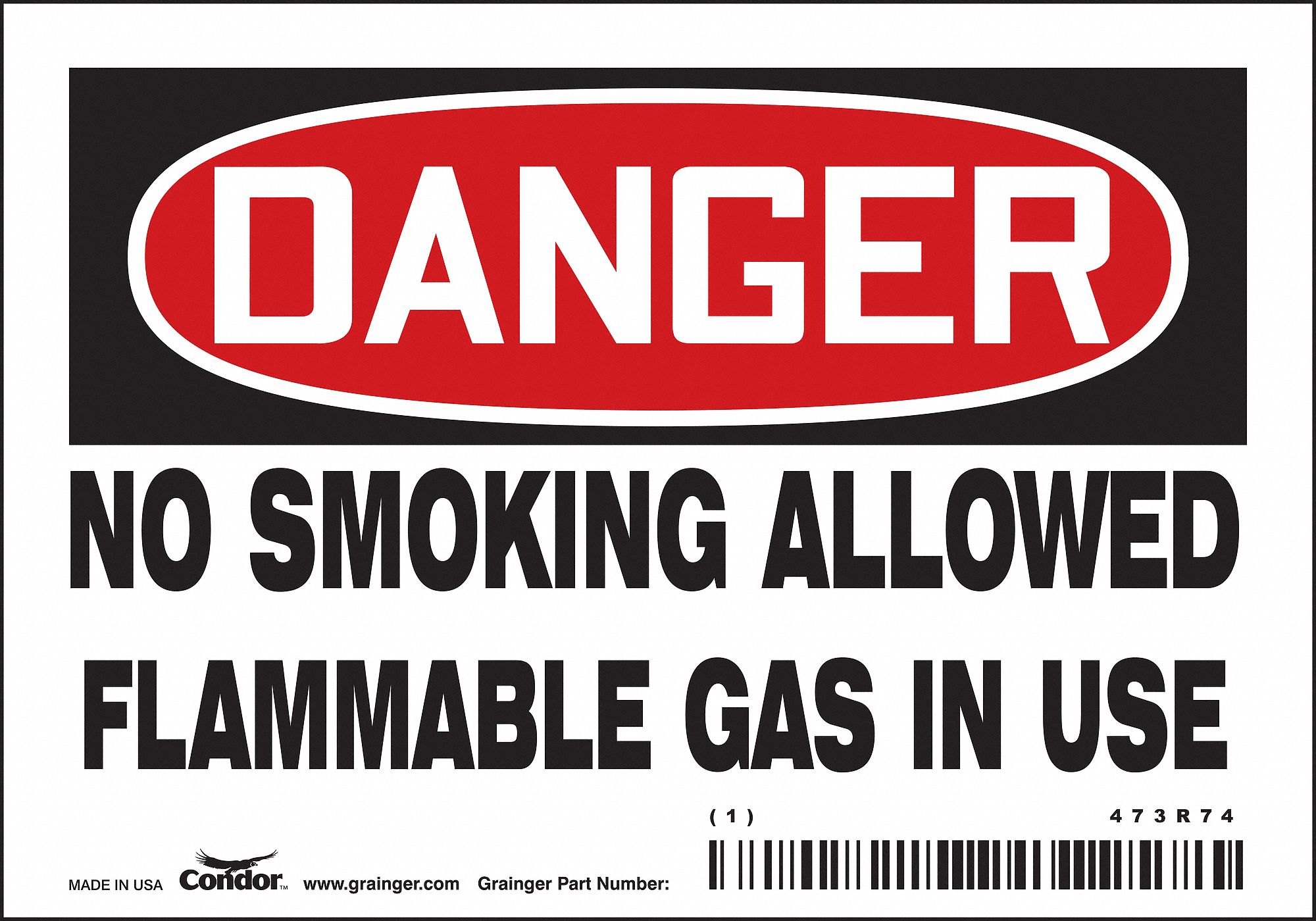 Safety Sign: Vinyl, Adhesive Sign Mounting, 3 1/2 in x 5 in Nominal Sign Size, Not Retroreflective