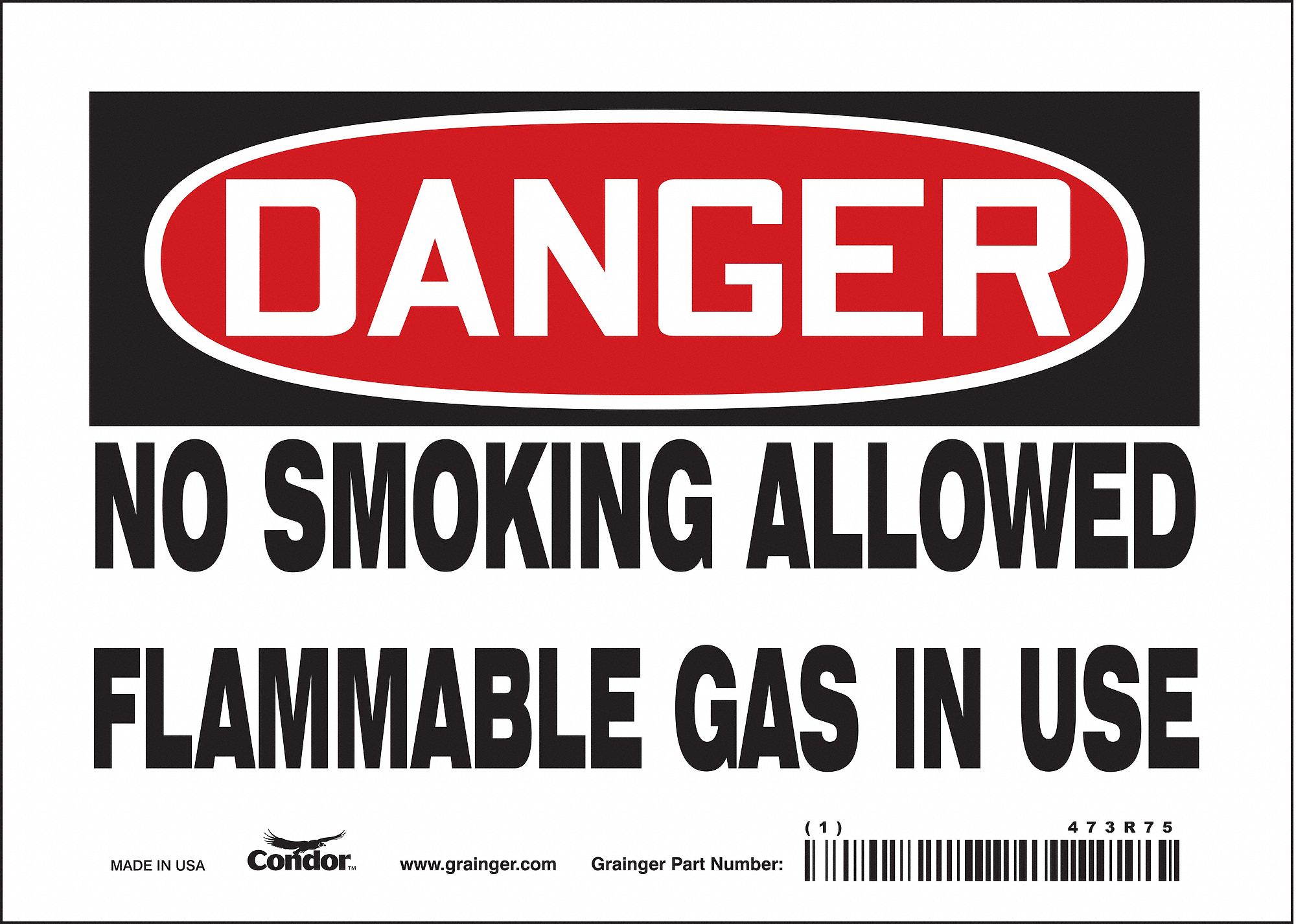 Safety Sign: Vinyl, Adhesive Sign Mounting, 5 in x 7 in Nominal Sign Size, Not Retroreflective