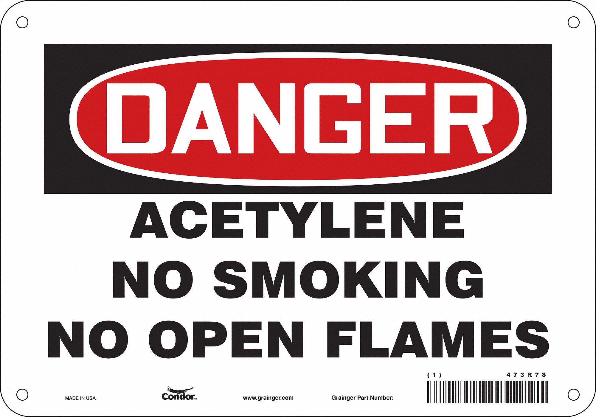 Safety Sign: Aluminum, Mounting Holes Sign Mounting, 7 in x 10 in Nominal Sign Size, 0.032 in Thick