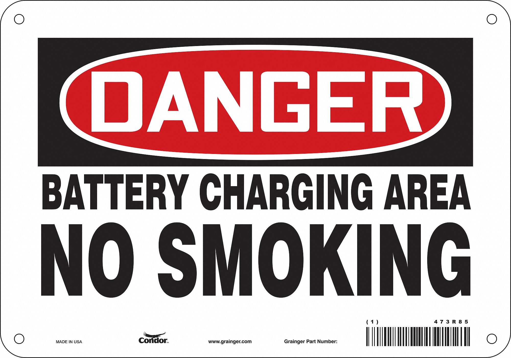 Safety Sign: Aluminum, Mounting Holes Sign Mounting, 7 in x 10 in Nominal Sign Size, 0.032 in Thick