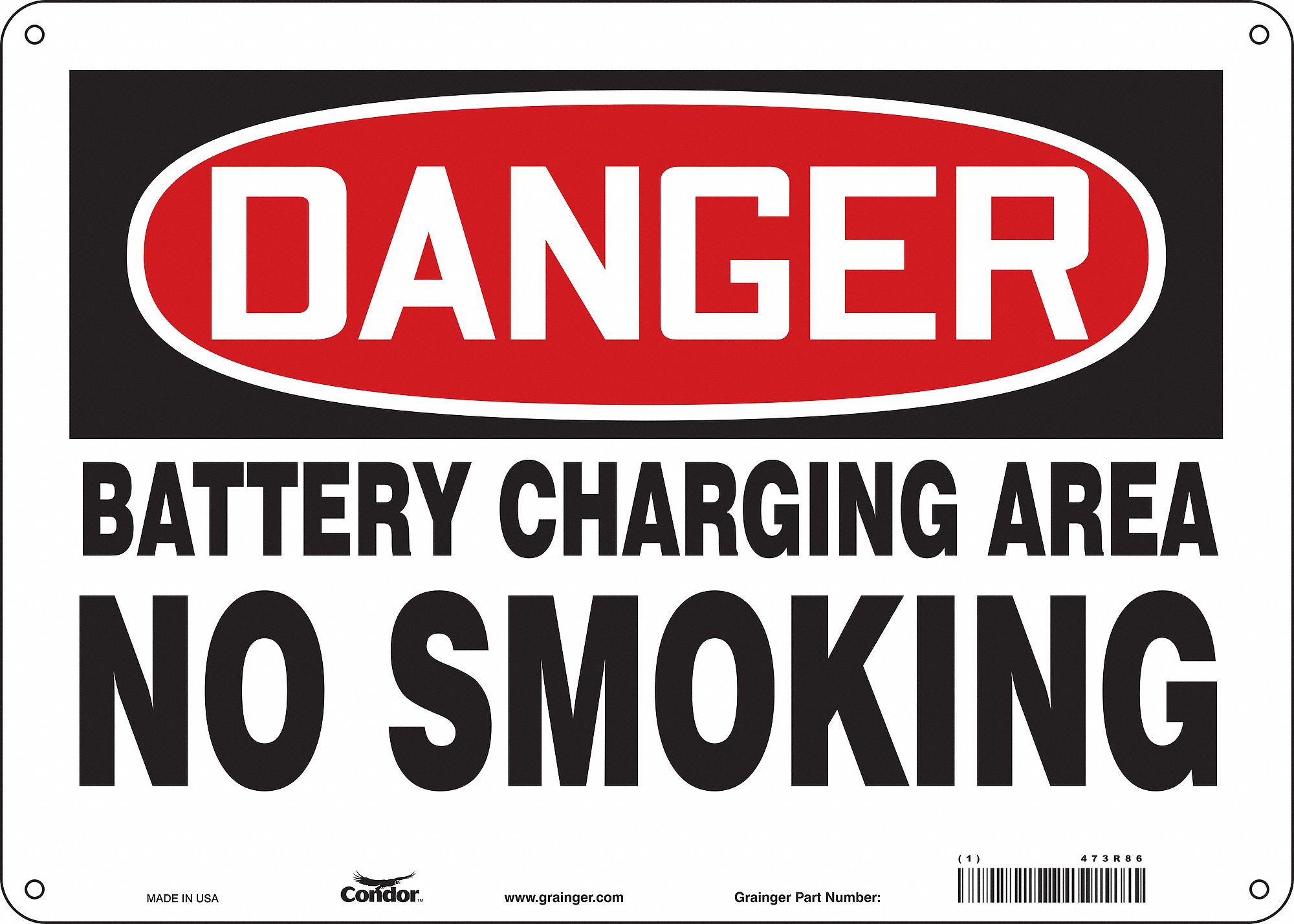 Safety Sign: Aluminum, Mounting Holes Sign Mounting, 10 in x 14 in Nominal Sign Size, 0.032 in Thick