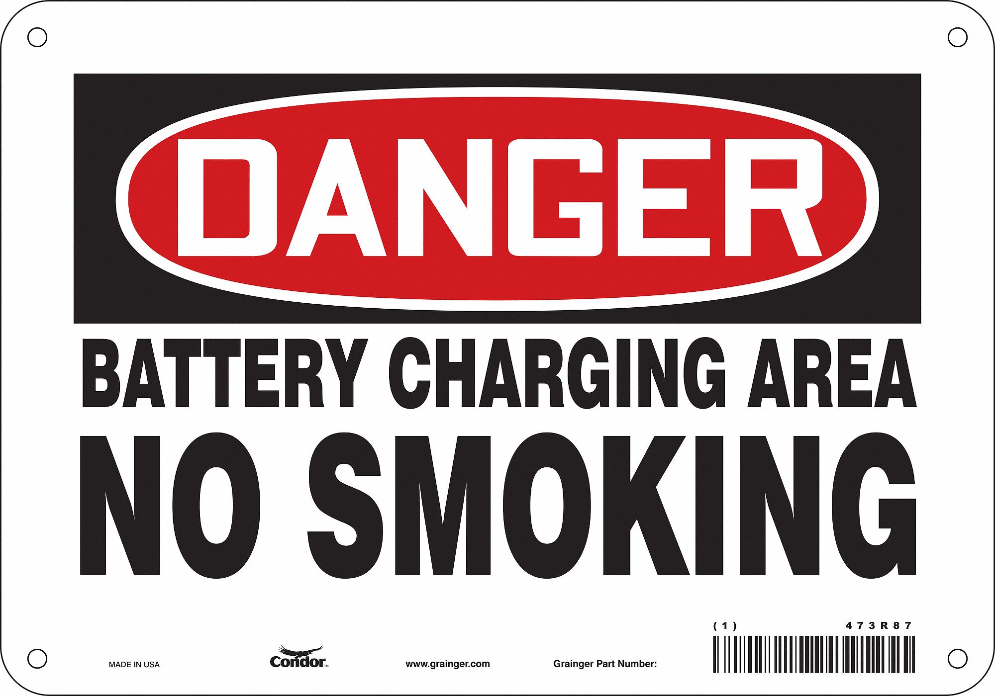 Safety Sign: Polyethylene, Mounting Holes Sign Mounting, 7 in x 10 in Nominal Sign Size, Danger