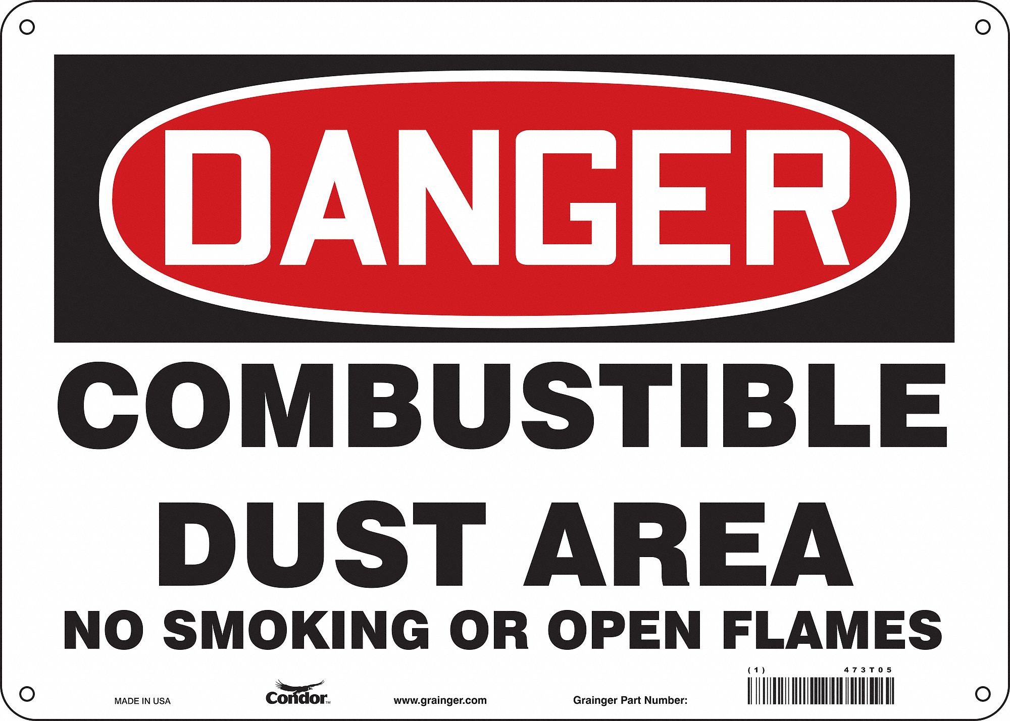 Safety Sign: Aluminum, Mounting Holes Sign Mounting, 10 in x 14 in Nominal Sign Size, 0.032 in Thick