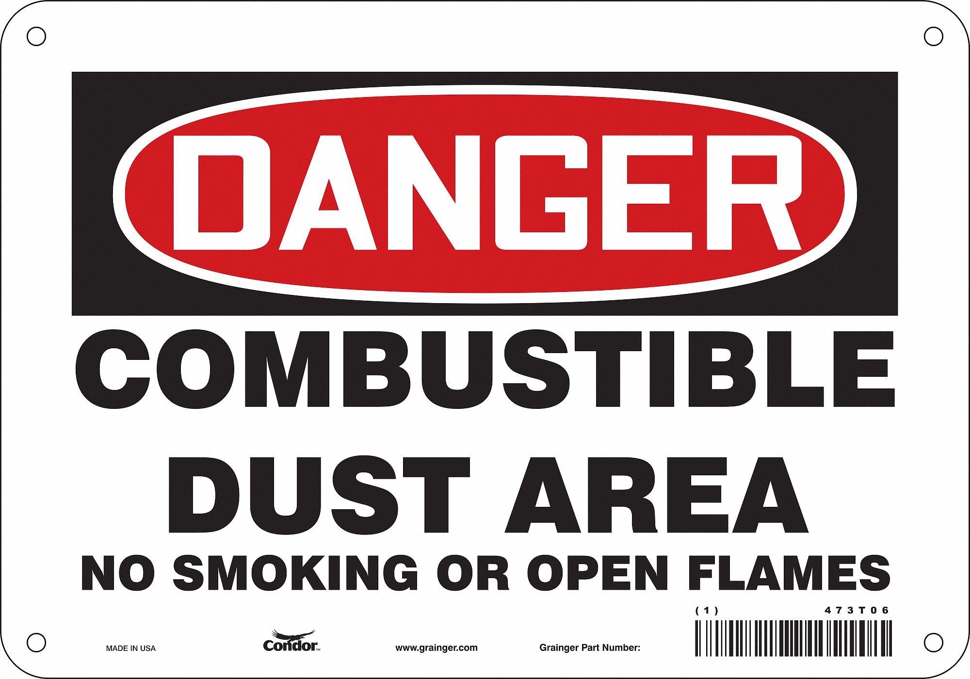 Safety Sign: Polyethylene, Mounting Holes Sign Mounting, 7 in x 10 in Nominal Sign Size, Danger
