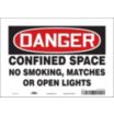 Danger: Confined Space No Smoking, Matches Or Open Lights Signs