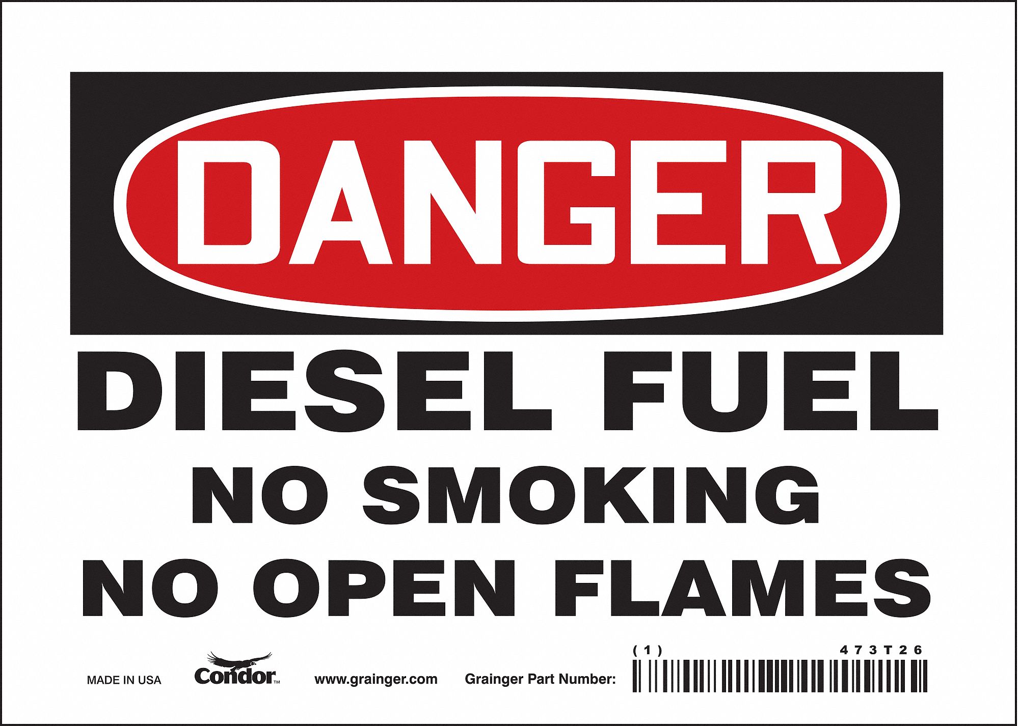 SAFETY SIGN, VINYL, ADHESIVE MOUNT, 5X7IN NOMINAL SIGN SIZE, NOT RETROREFLECTIVE, DIESEL FUEL NO SMOKING NO OPEN FLAMES