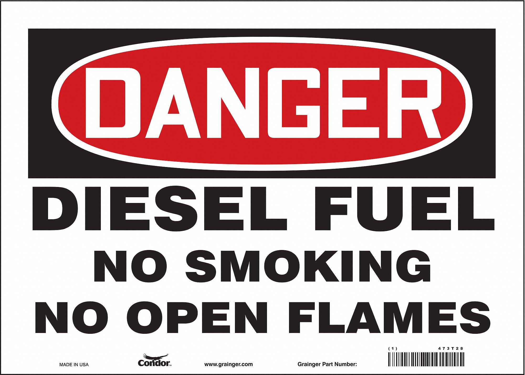 SAFETY SIGN, VINYL, ADHESIVE MOUNT, 10 X 14IN, NOT RETROREFLECTIVE, DIESEL FUEL NO SMOKING NO OPEN FLAMES