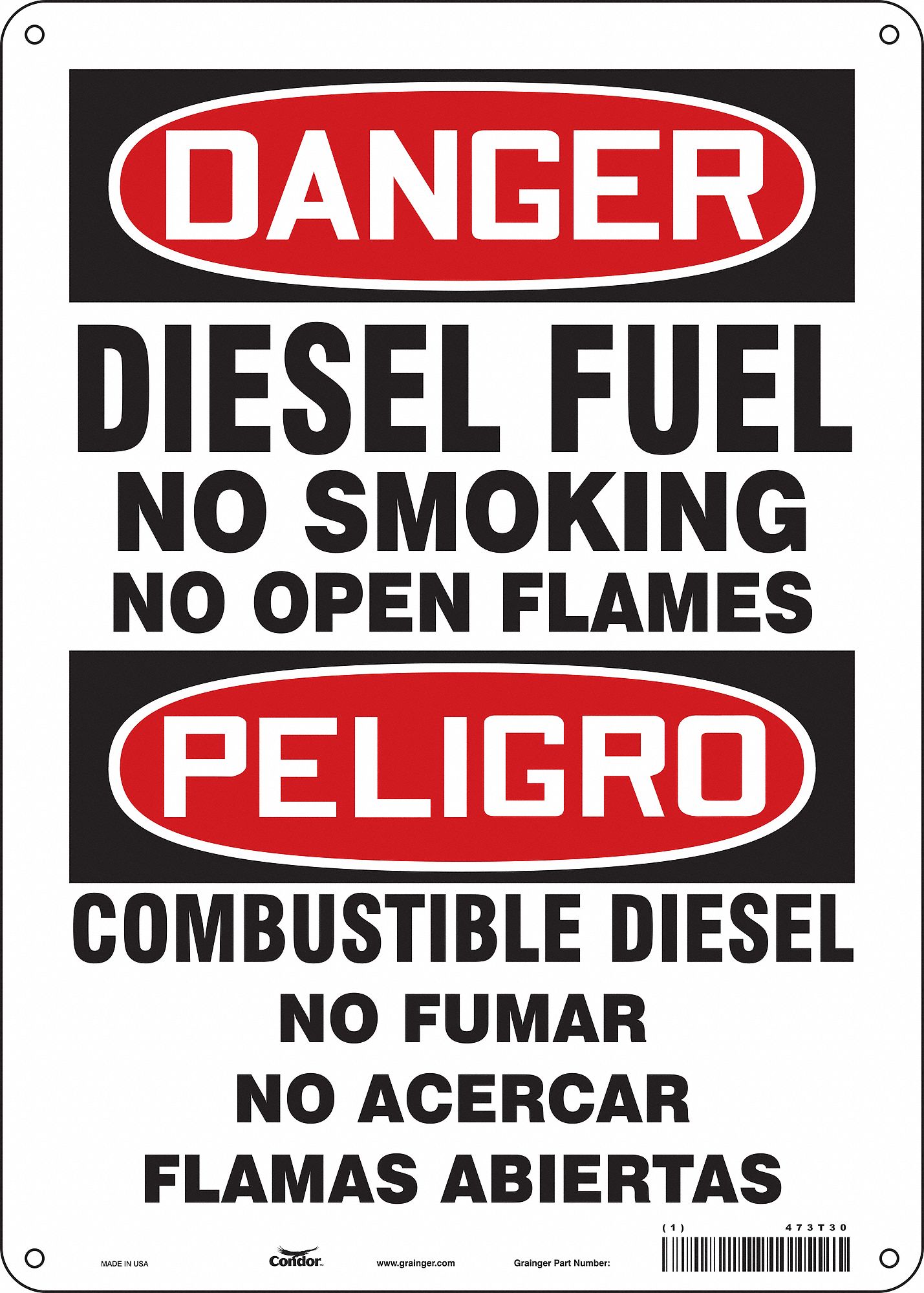 Safety Sign: Aluminum, Mounting Holes Sign Mounting, 14 in x 10 in Nominal Sign Size, 0.032 in Thick