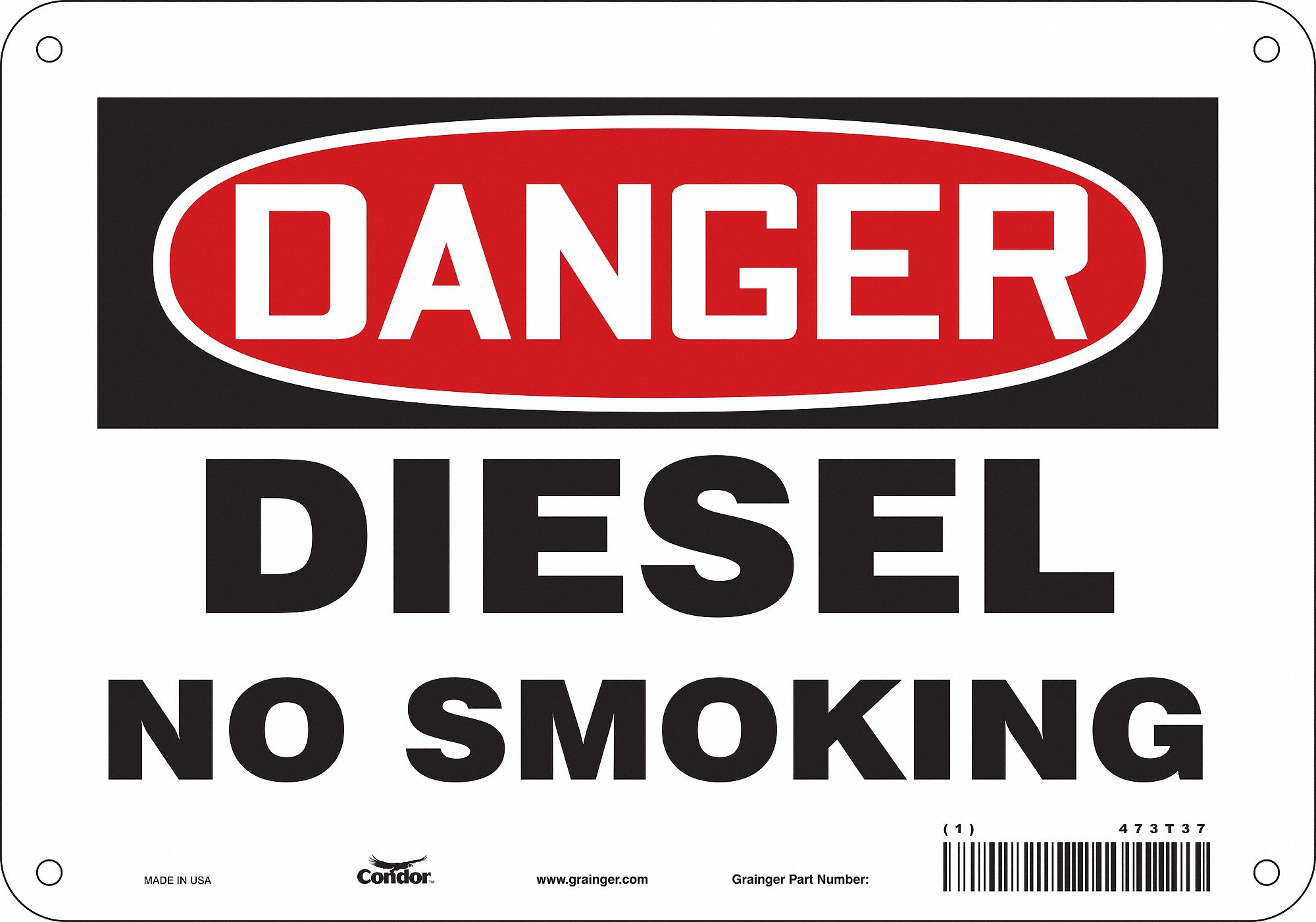 Safety Sign: Polyethylene, Mounting Holes Sign Mounting, 7 in x 10 in Nominal Sign Size, Danger