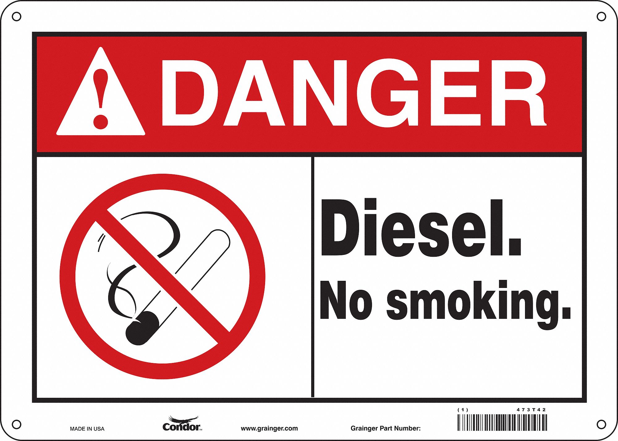 Safety Sign: Aluminum, Mounting Holes Sign Mounting, 10 in x 14 in Nominal Sign Size, 0.032 in Thick