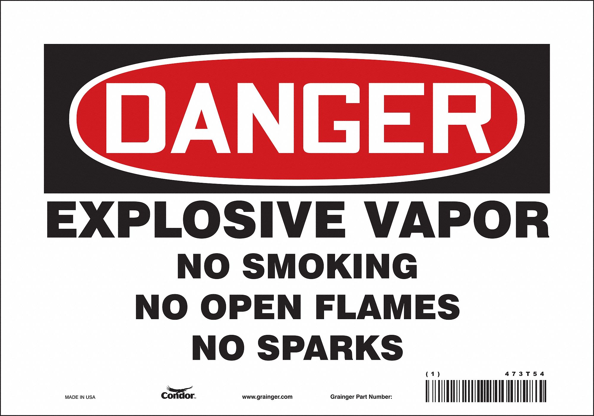 Safety Sign: Vinyl, Adhesive Sign Mounting, 7 in x 10 in Nominal Sign Size, Not Retroreflective