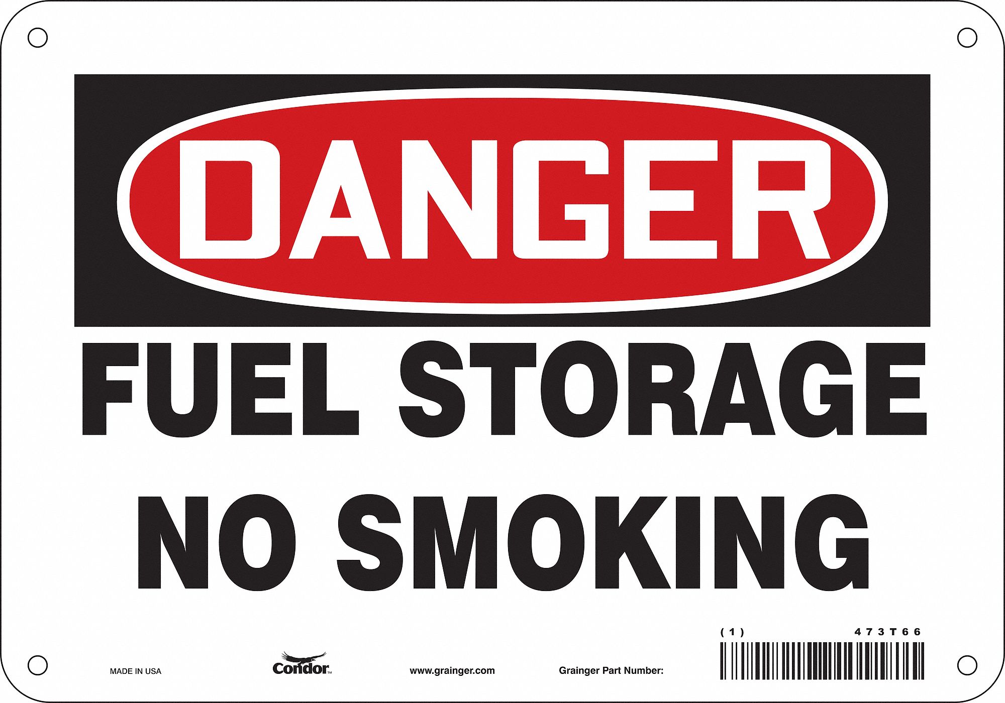 Safety Sign: Polyethylene, Mounting Holes Sign Mounting, 7 in x 10 in Nominal Sign Size, Danger