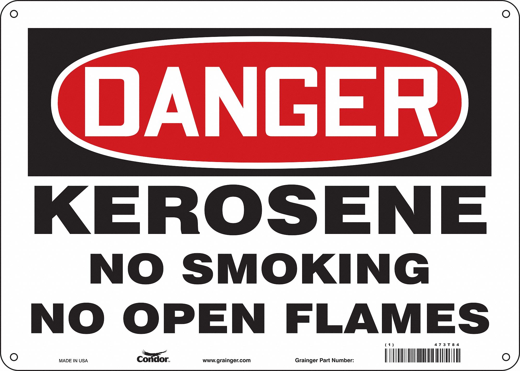 Safety Sign: Aluminum, Mounting Holes Sign Mounting, 10 in x 14 in Nominal Sign Size, 0.032 in Thick