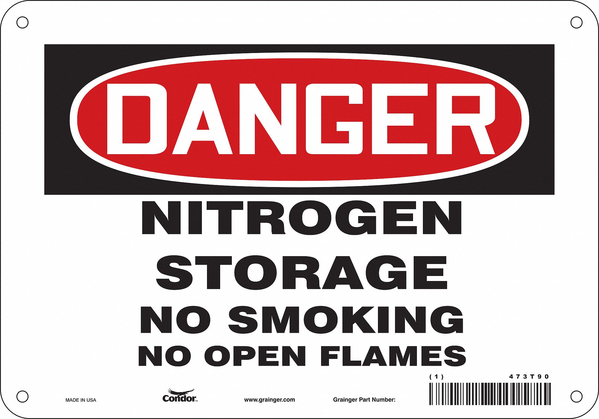 Safety Sign: Aluminum, Mounting Holes Sign Mounting, 7 in x 10 in Nominal Sign Size, 0.032 in Thick