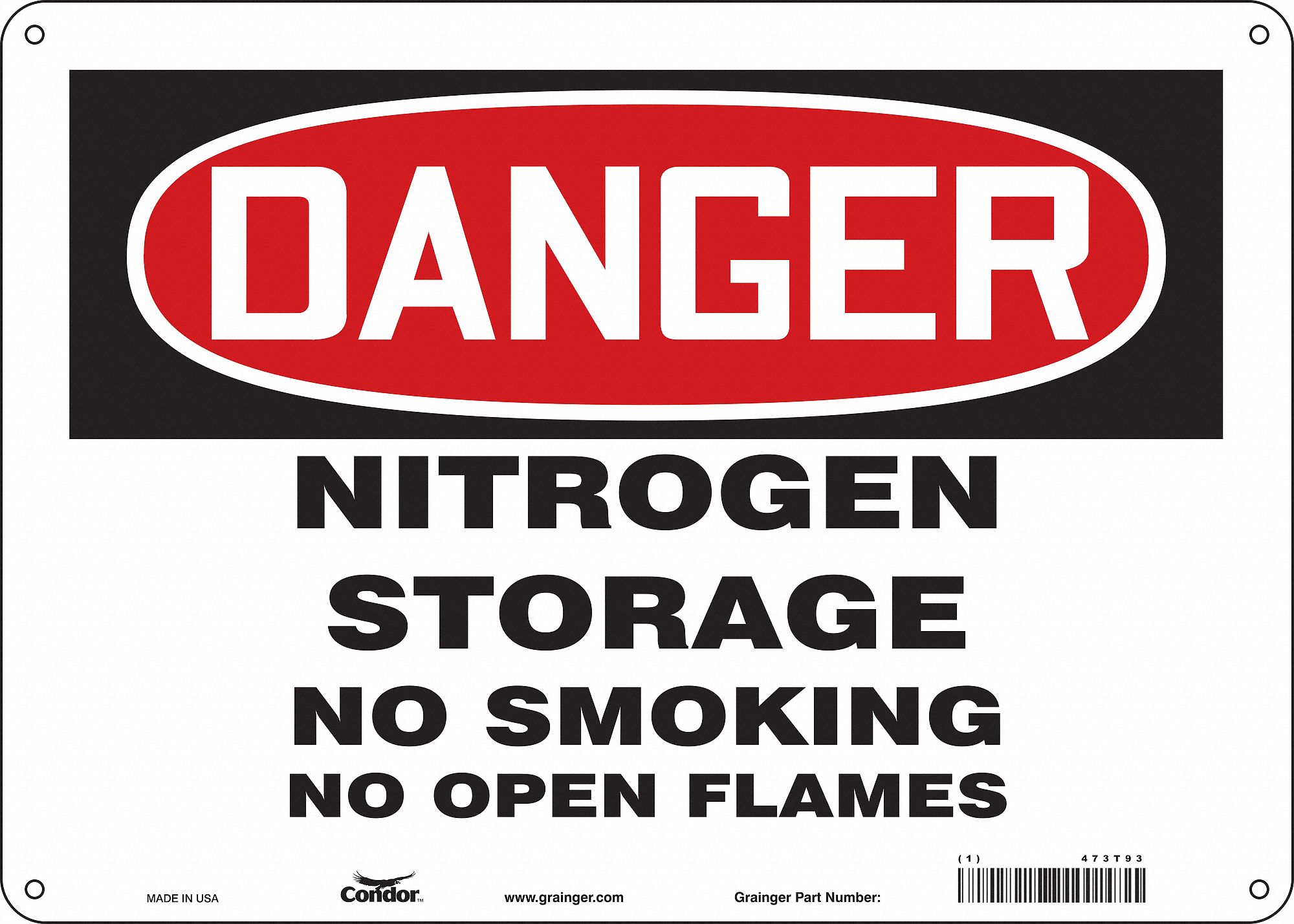 Safety Sign: Polyethylene, Mounting Holes Sign Mounting, 10 in x 14 in Nominal Sign Size, Danger