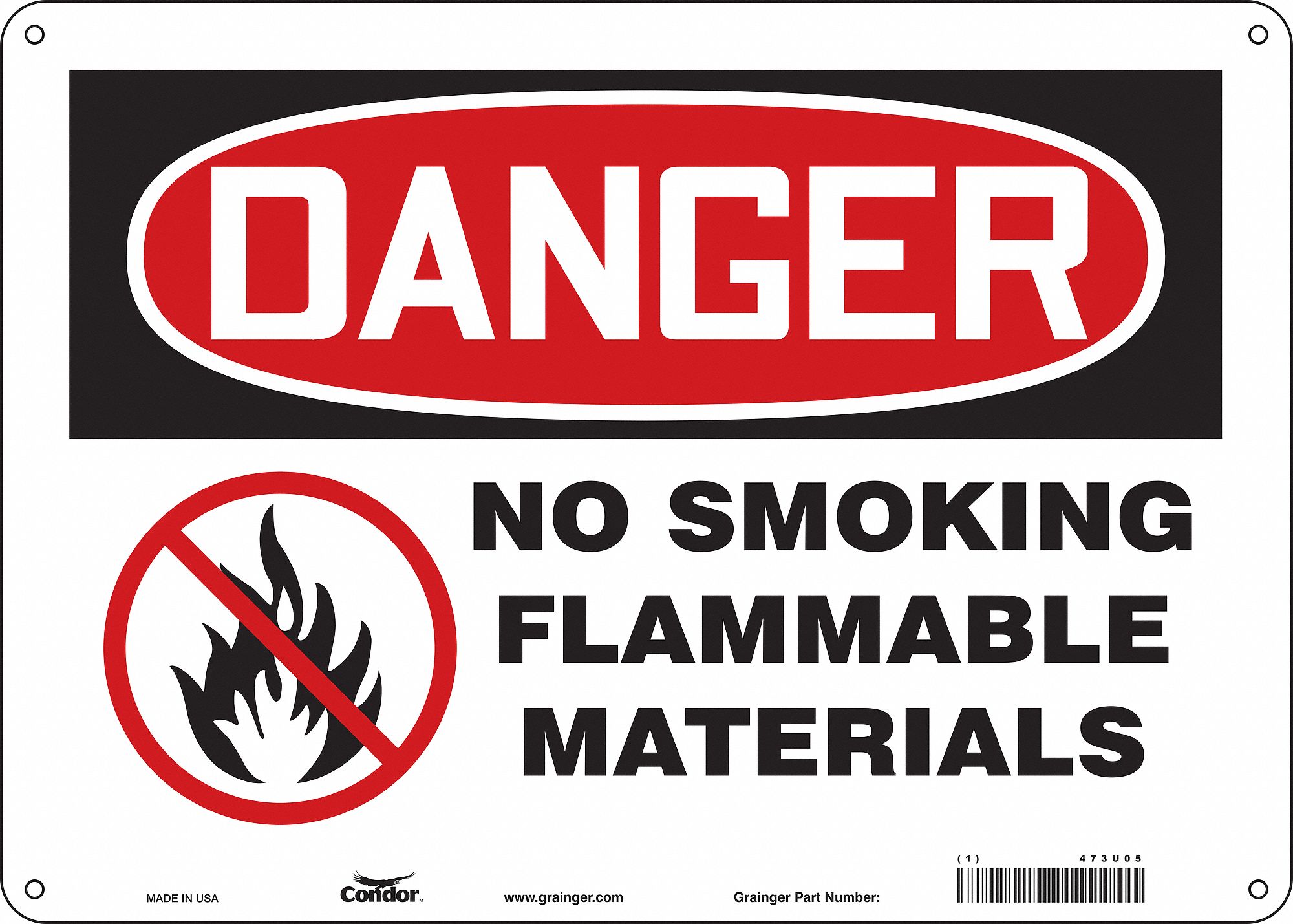 Safety Sign: Aluminum, Mounting Holes Sign Mounting, 10 in x 14 in Nominal Sign Size, 0.032 in Thick