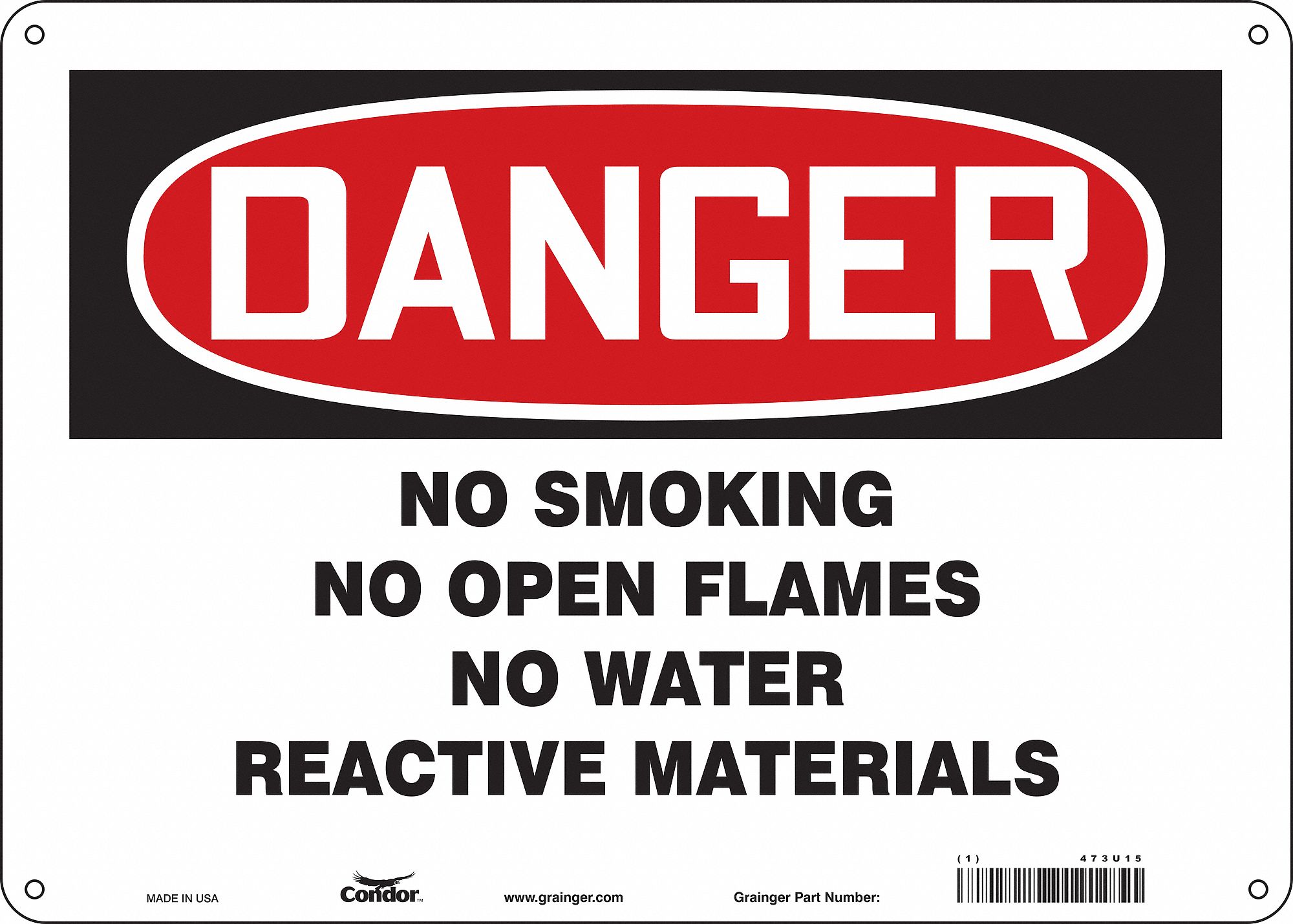 Safety Sign: Aluminum, Mounting Holes Sign Mounting, 10 in x 14 in Nominal Sign Size, 0.032 in Thick