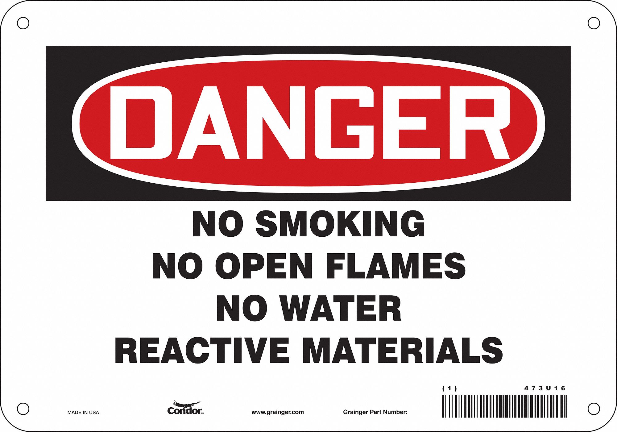 Safety Sign: Polyethylene, Mounting Holes Sign Mounting, 7 in x 10 in Nominal Sign Size