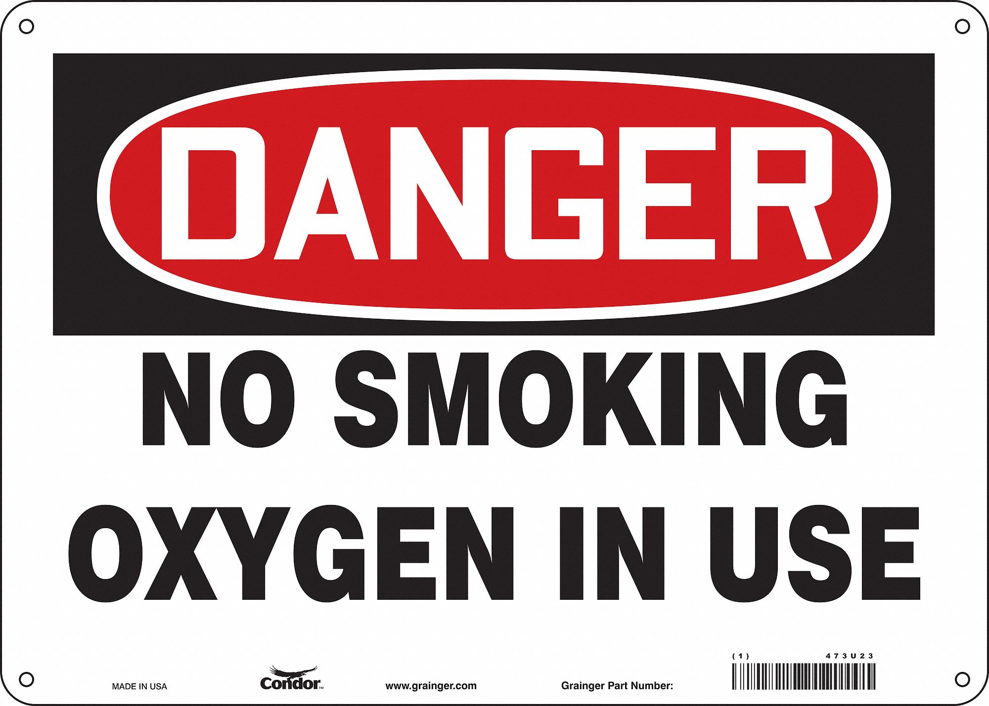 Safety Sign: Aluminum, Mounting Holes Sign Mounting, 10 in x 14 in Nominal Sign Size, 0.032 in Thick