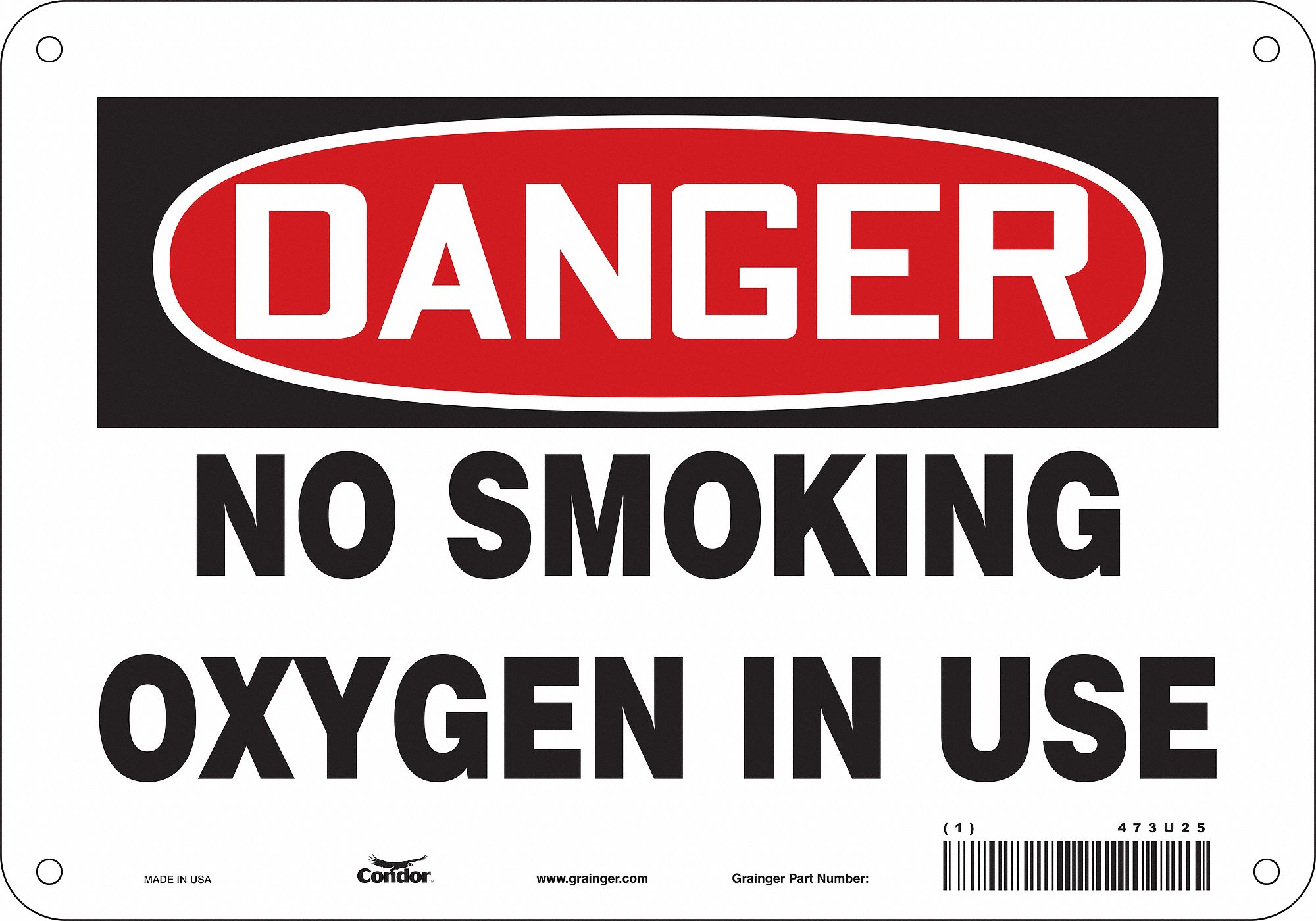 Safety Sign: Polyethylene, Mounting Holes Sign Mounting, 7 in x 10 in Nominal Sign Size, Danger