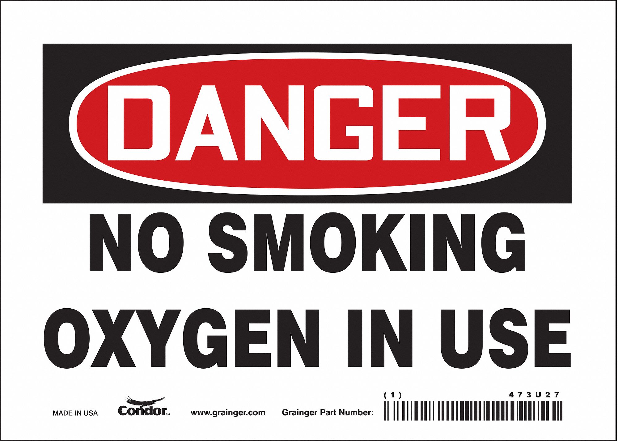 Safety Sign: Vinyl, Adhesive Sign Mounting, 5 in x 7 in Nominal Sign Size, Not Retroreflective