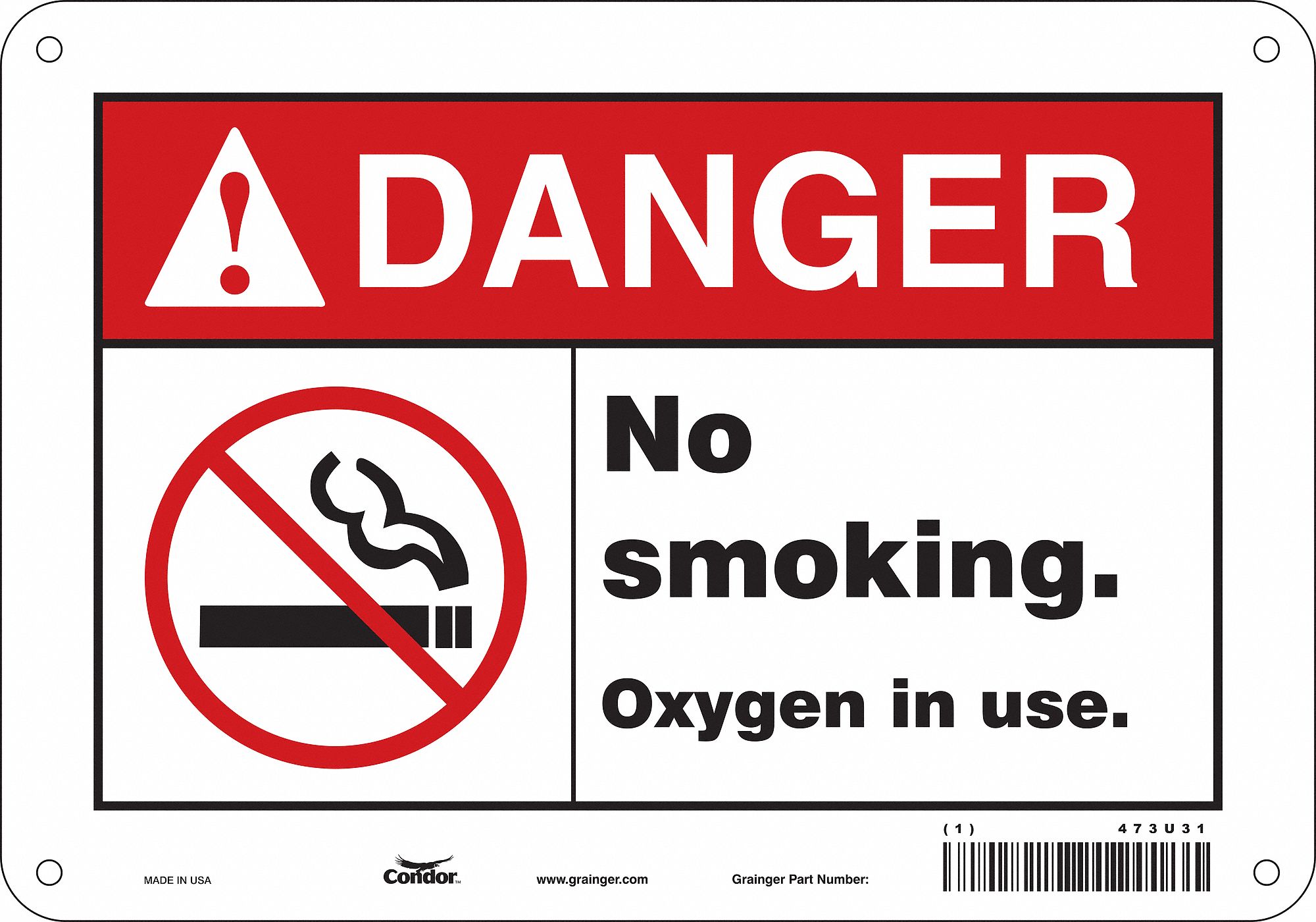 Safety Sign: Aluminum, Mounting Holes Sign Mounting, 7 in x 10 in Nominal Sign Size, 0.032 in Thick