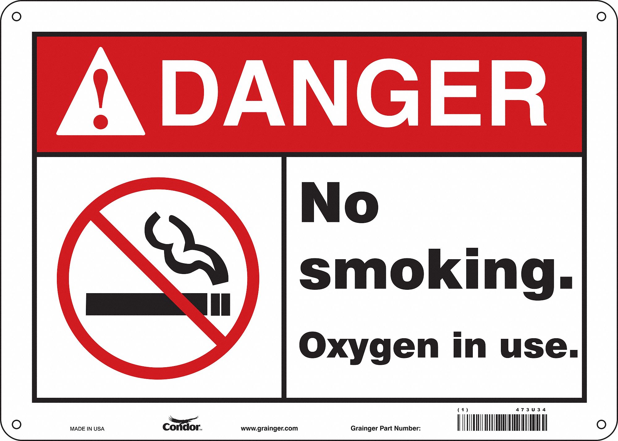 Safety Sign: Polyethylene, Mounting Holes Sign Mounting, 10 in x 14 in Nominal Sign Size, Danger