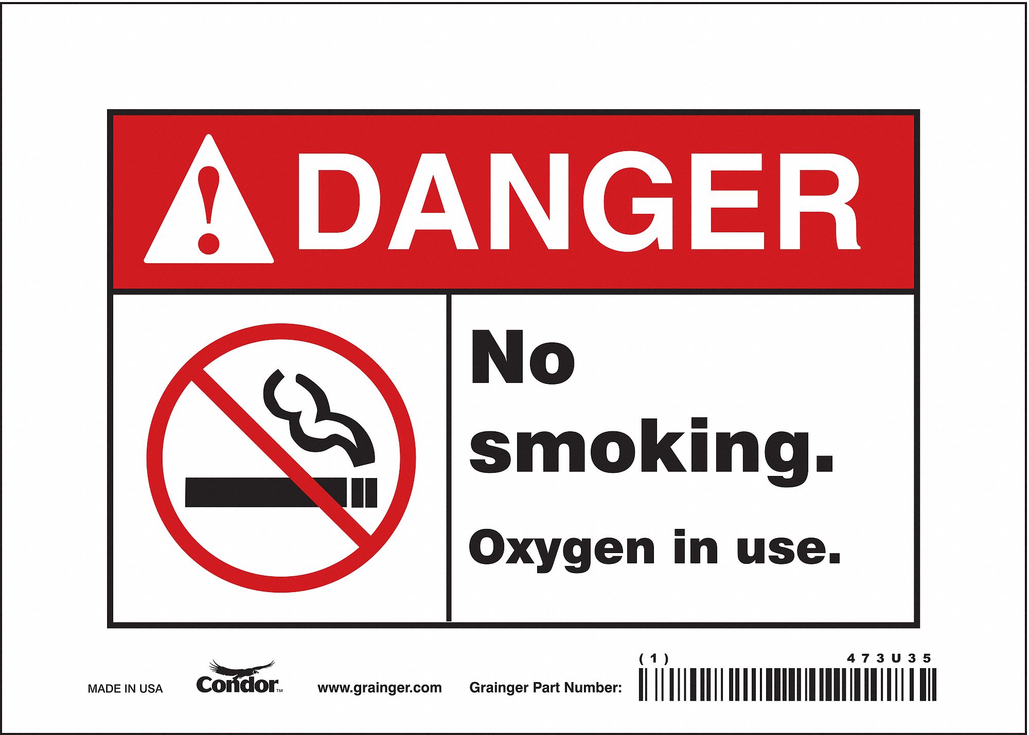 Safety Sign: Vinyl, Adhesive Sign Mounting, 5 in x 7 in Nominal Sign Size, Not Retroreflective
