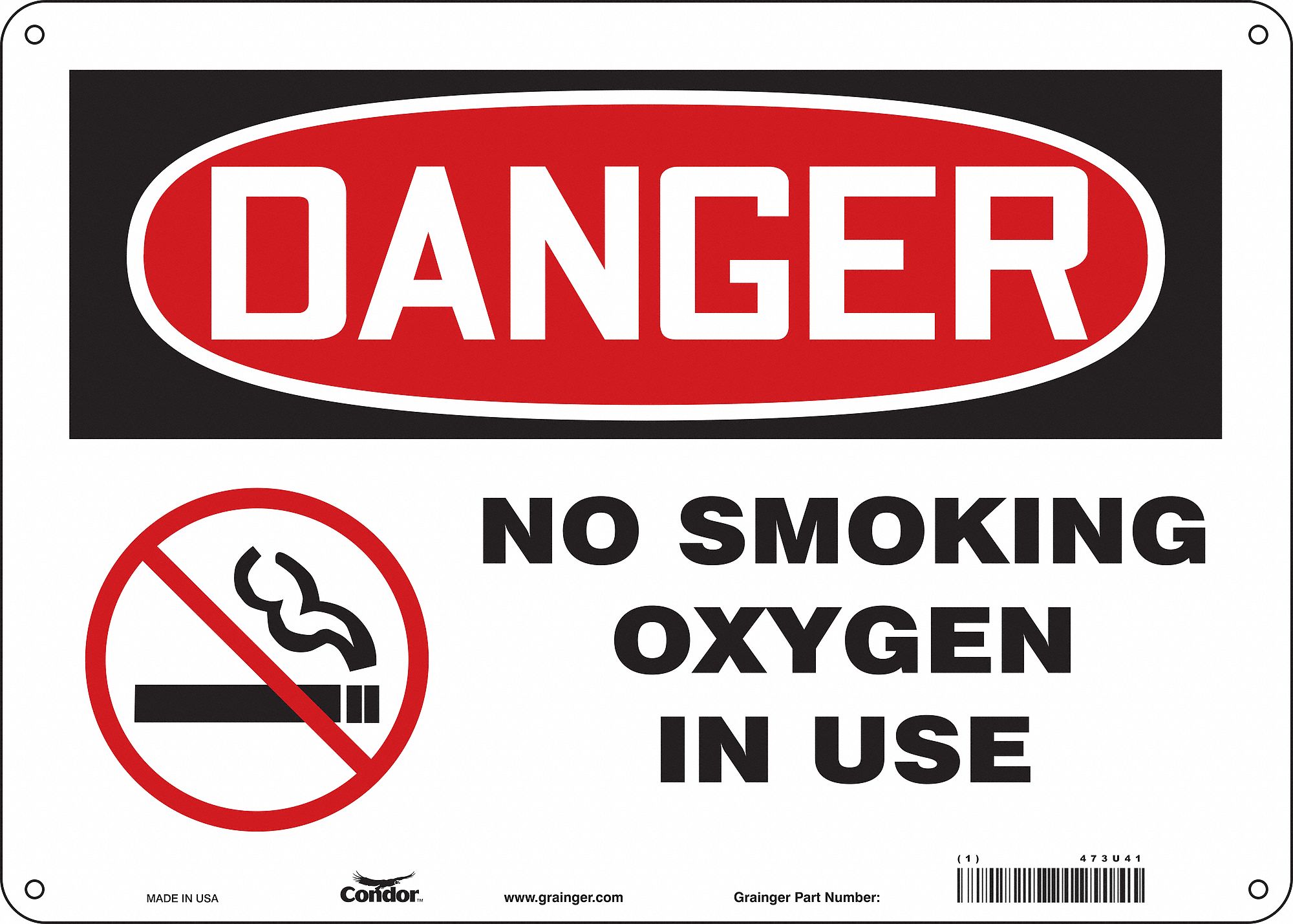 Safety Sign: Polyethylene, Mounting Holes Sign Mounting, 10 in x 14 in Nominal Sign Size, Danger