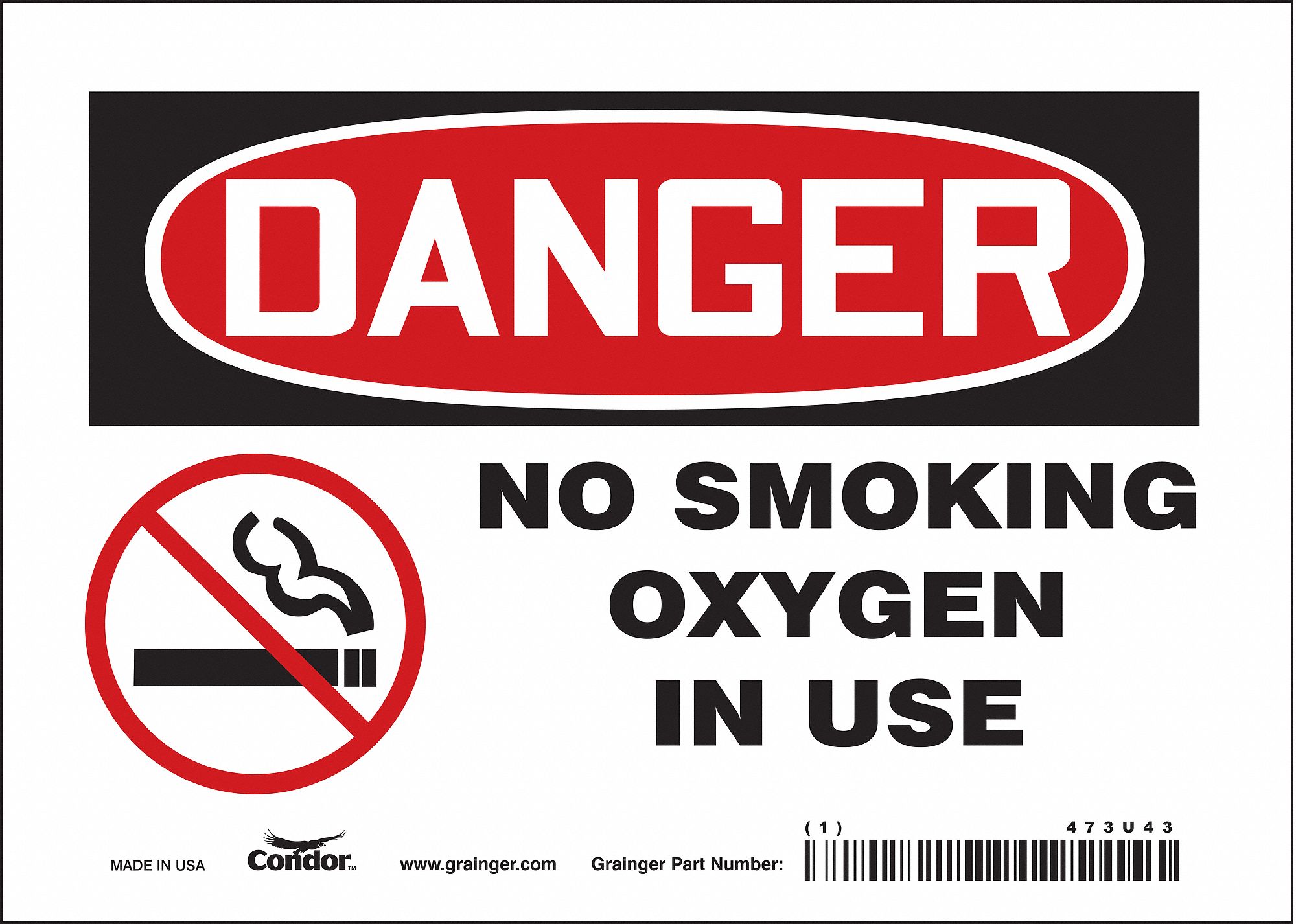 Safety Sign: Vinyl, Adhesive Sign Mounting, 5 in x 7 in Nominal Sign Size, Not Retroreflective