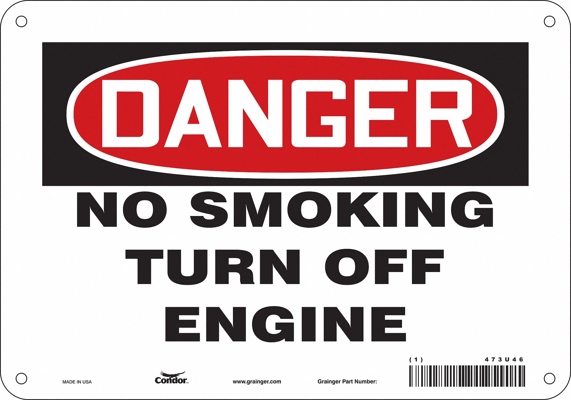 Safety Sign: Aluminum, Mounting Holes Sign Mounting, 7 in x 10 in Nominal Sign Size, 0.032 in Thick