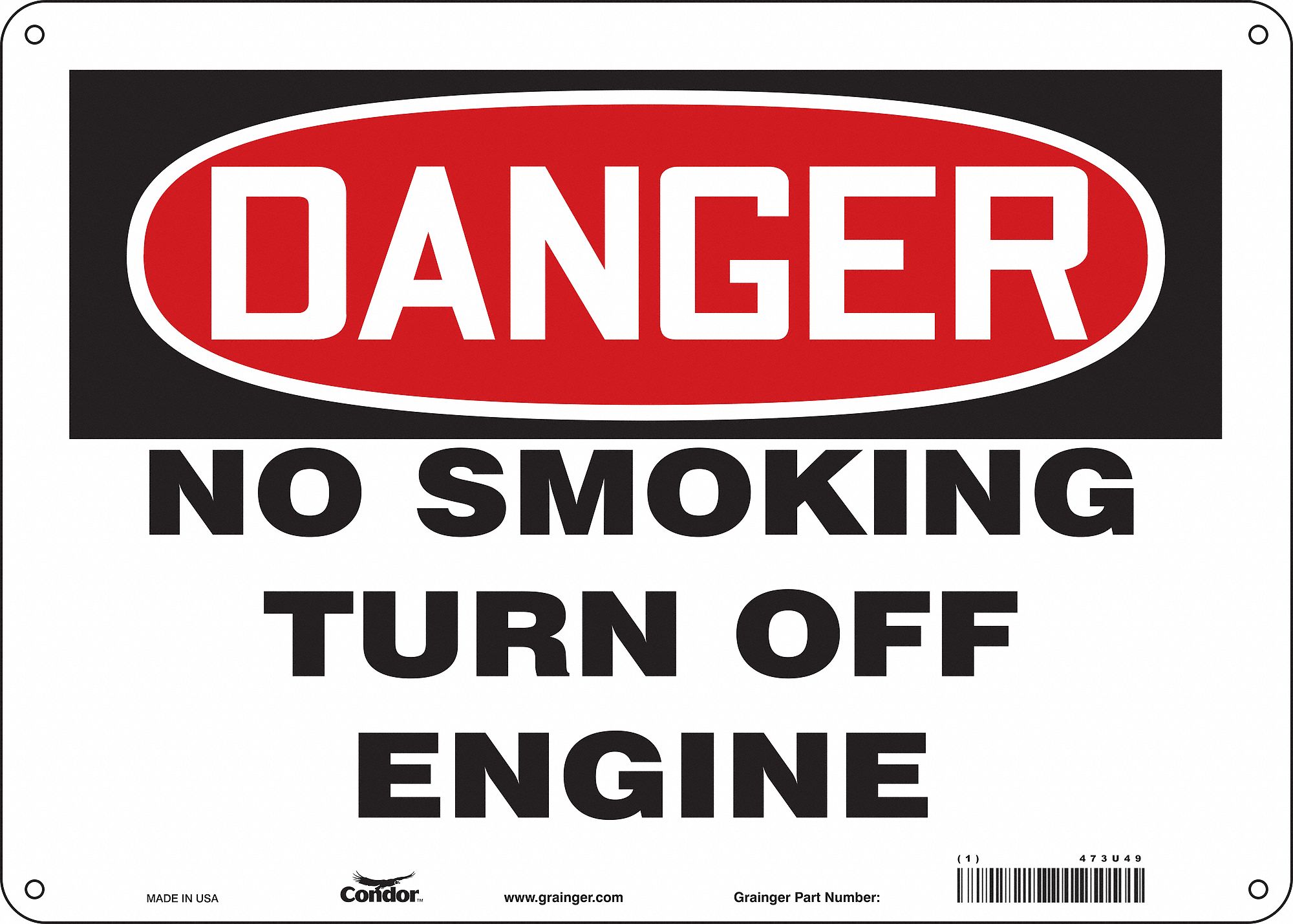 Safety Sign: Polyethylene, Mounting Holes Sign Mounting, 10 in x 14 in Nominal Sign Size