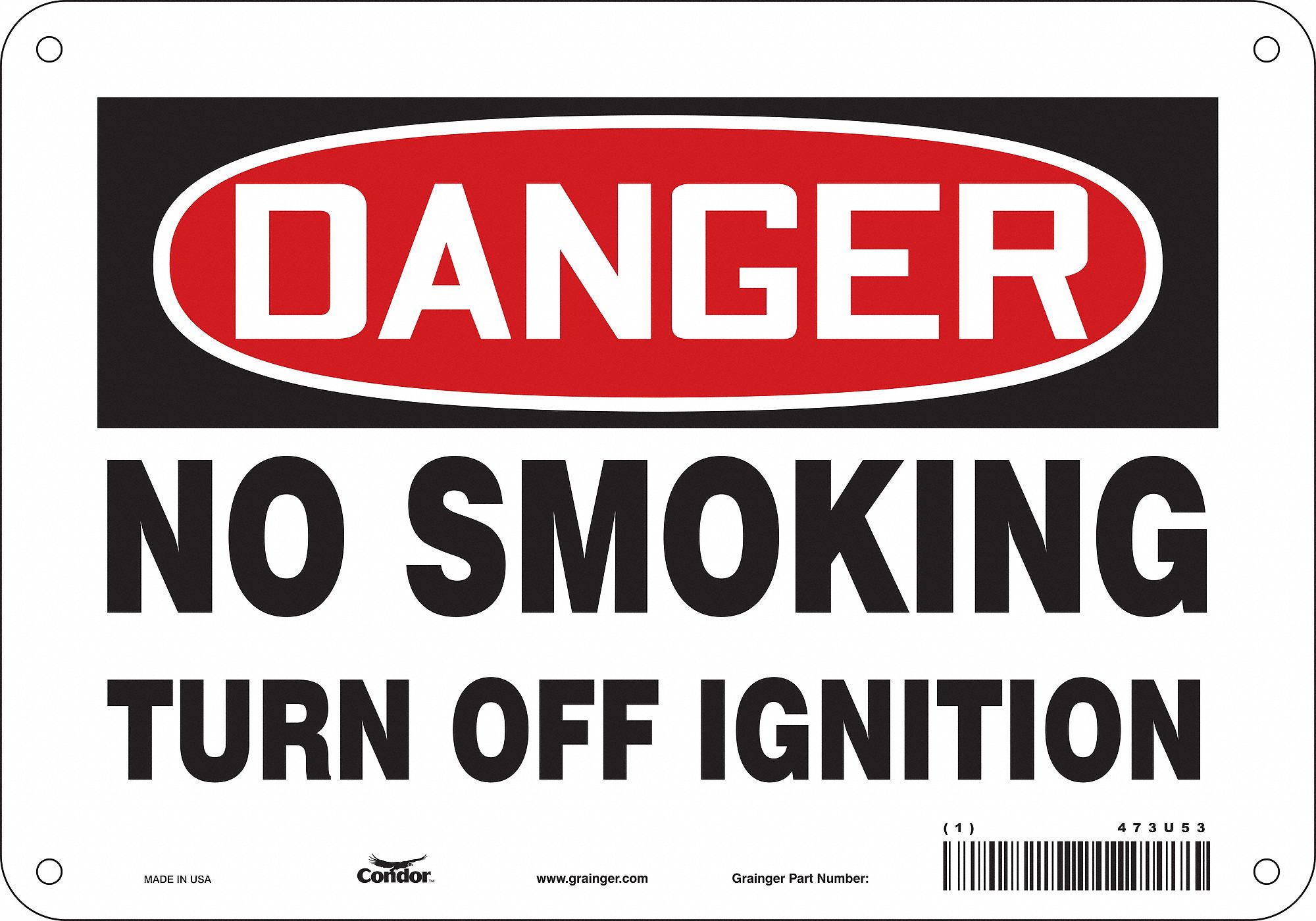 Safety Sign: Aluminum, Mounting Holes Sign Mounting, 7 in x 10 in Nominal Sign Size, 0.032 in Thick