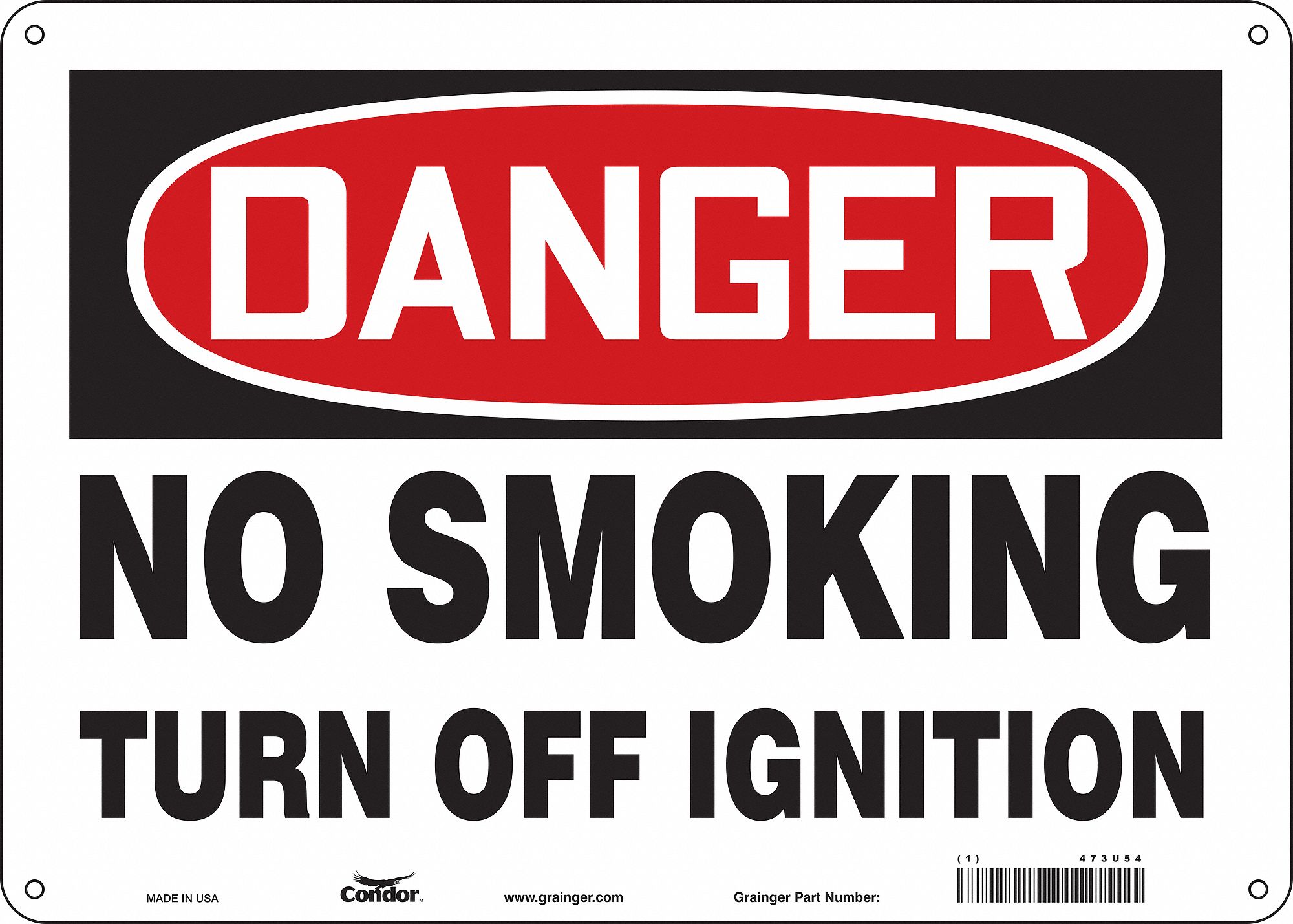 Safety Sign: Aluminum, Mounting Holes Sign Mounting, 10 in x 14 in Nominal Sign Size, 0.032 in Thick