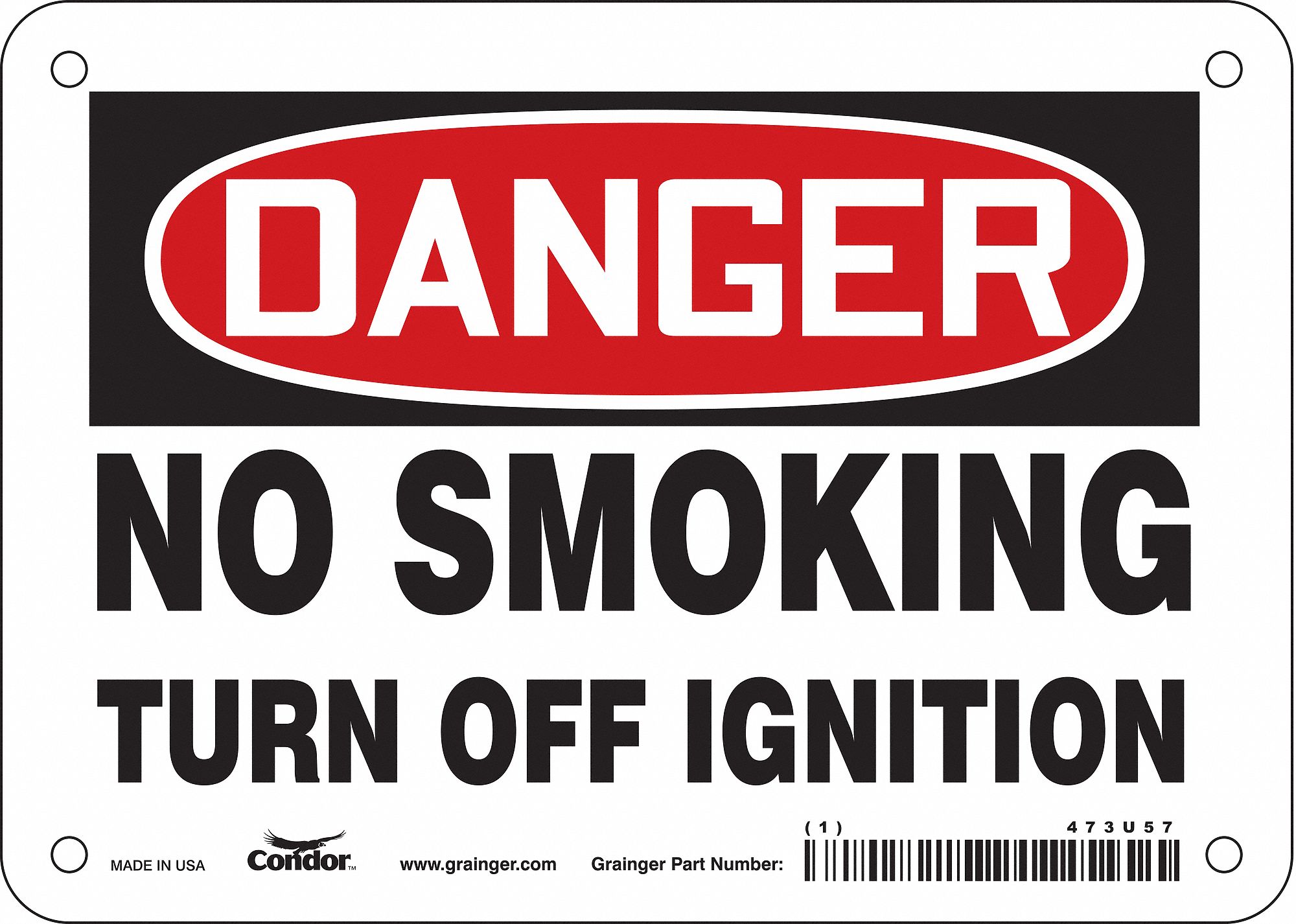 Safety Sign: Vinyl, Adhesive Sign Mounting, 5 in x 7 in Nominal Sign Size, Not Retroreflective