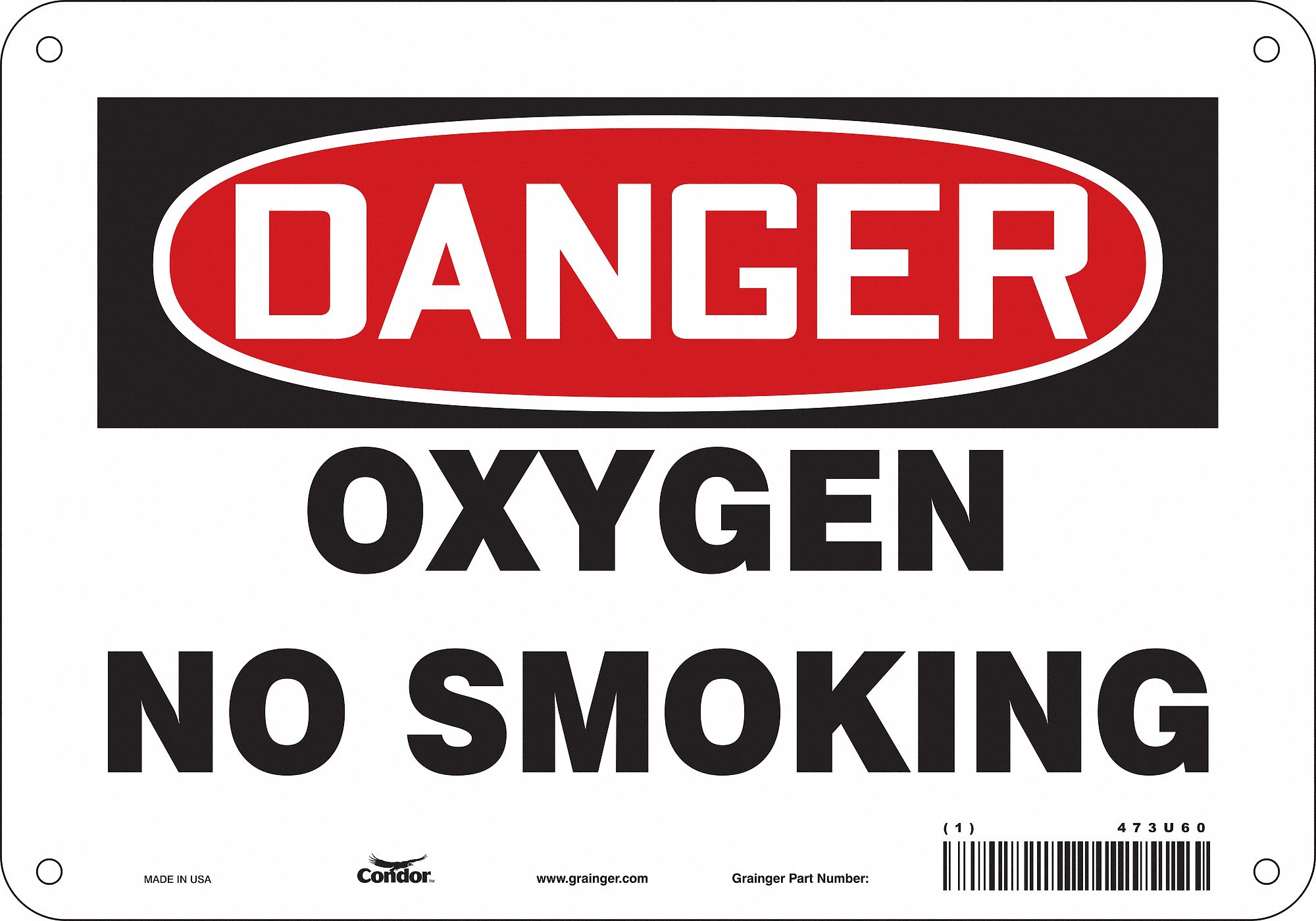 Safety Sign: Aluminum, Mounting Holes Sign Mounting, 7 in x 10 in Nominal Sign Size, 0.032 in Thick