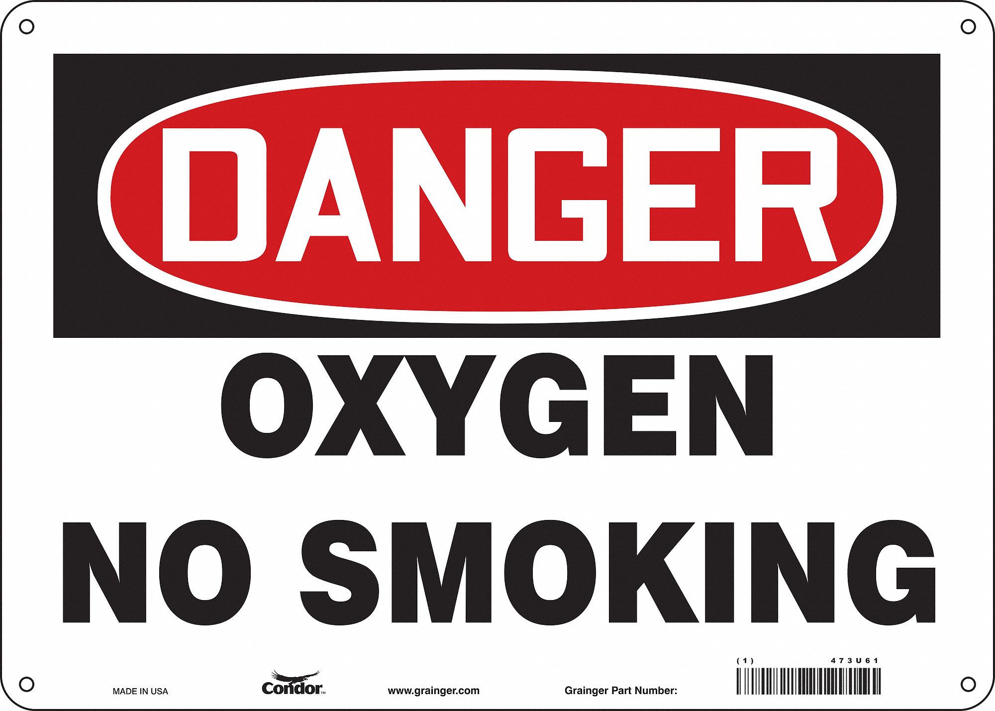 Safety Sign: Aluminum, Mounting Holes Sign Mounting, 10 in x 14 in Nominal Sign Size, 0.032 in Thick