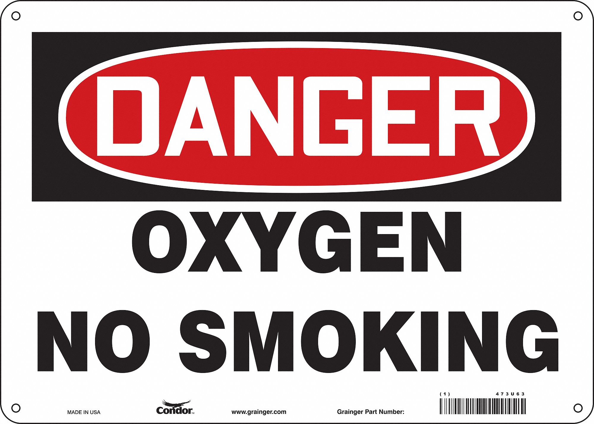 Safety Sign: Polyethylene, Mounting Holes Sign Mounting, 10 in x 14 in Nominal Sign Size, Danger