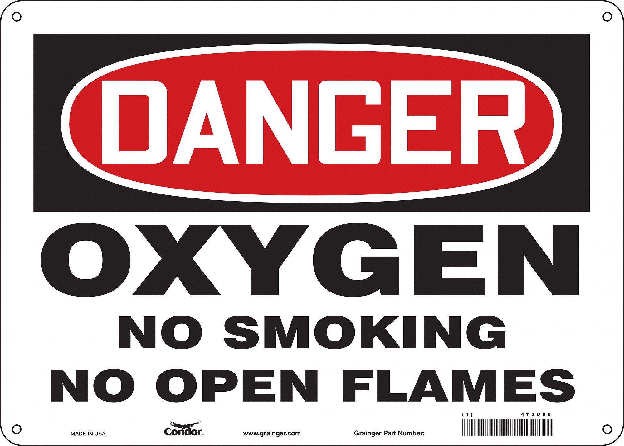 Safety Sign: Aluminum, Mounting Holes Sign Mounting, 10 in x 14 in Nominal Sign Size, 0.032 in Thick