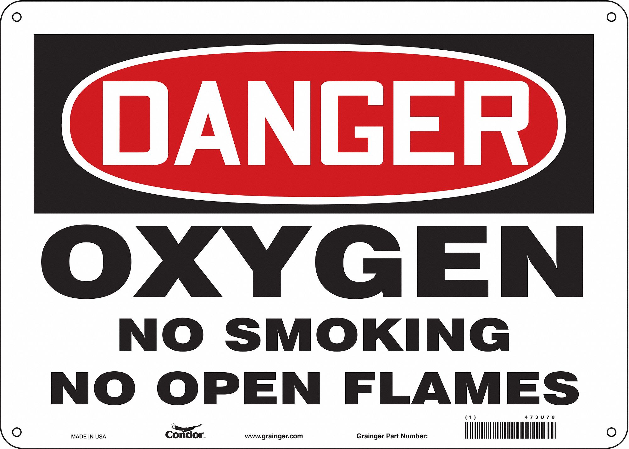 Safety Sign: Polyethylene, Mounting Holes Sign Mounting, 10 in x 14 in Nominal Sign Size, Danger