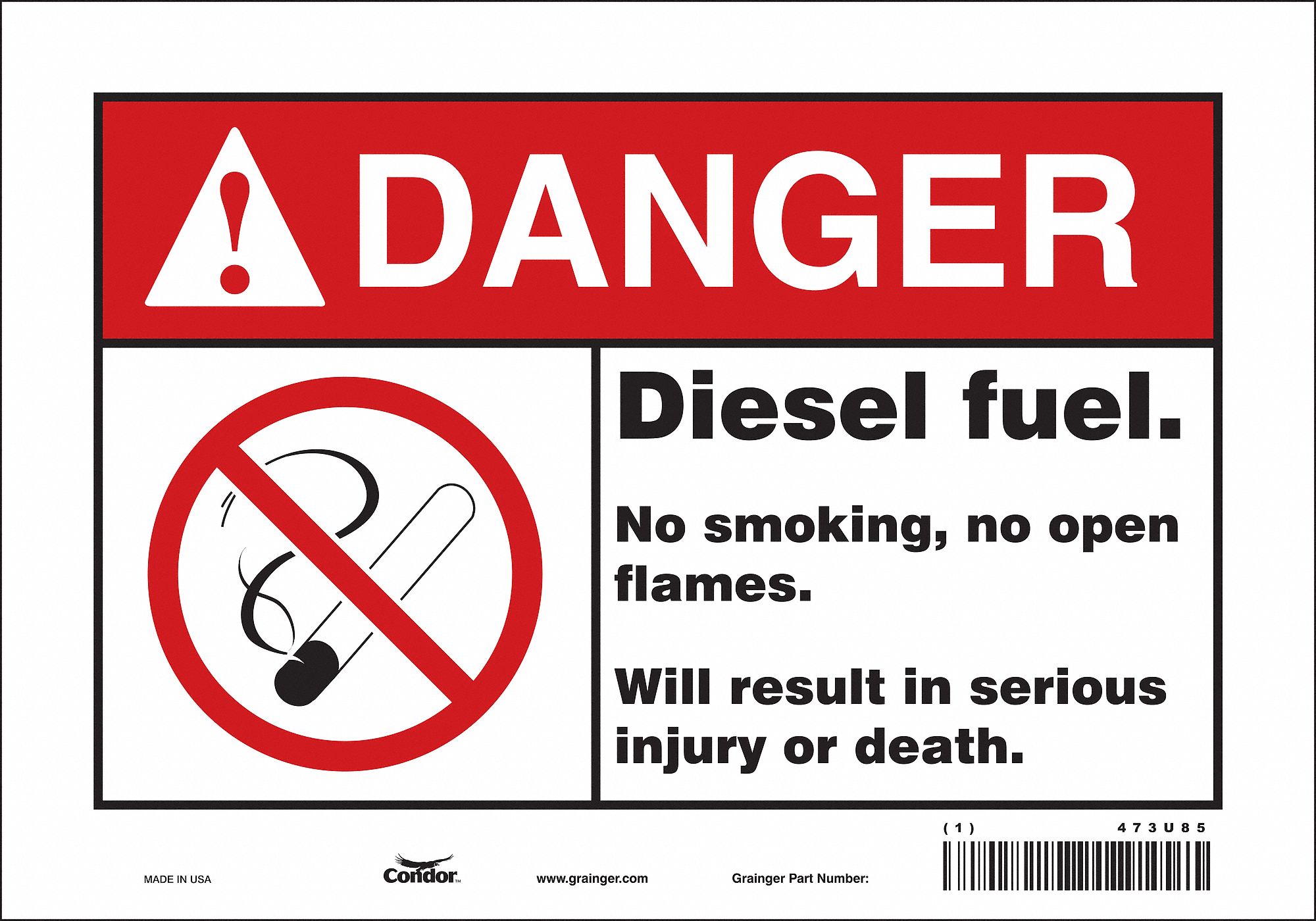 Safety Sign: Vinyl, Adhesive Sign Mounting, 7 in x 10 in Nominal Sign Size, Not Retroreflective