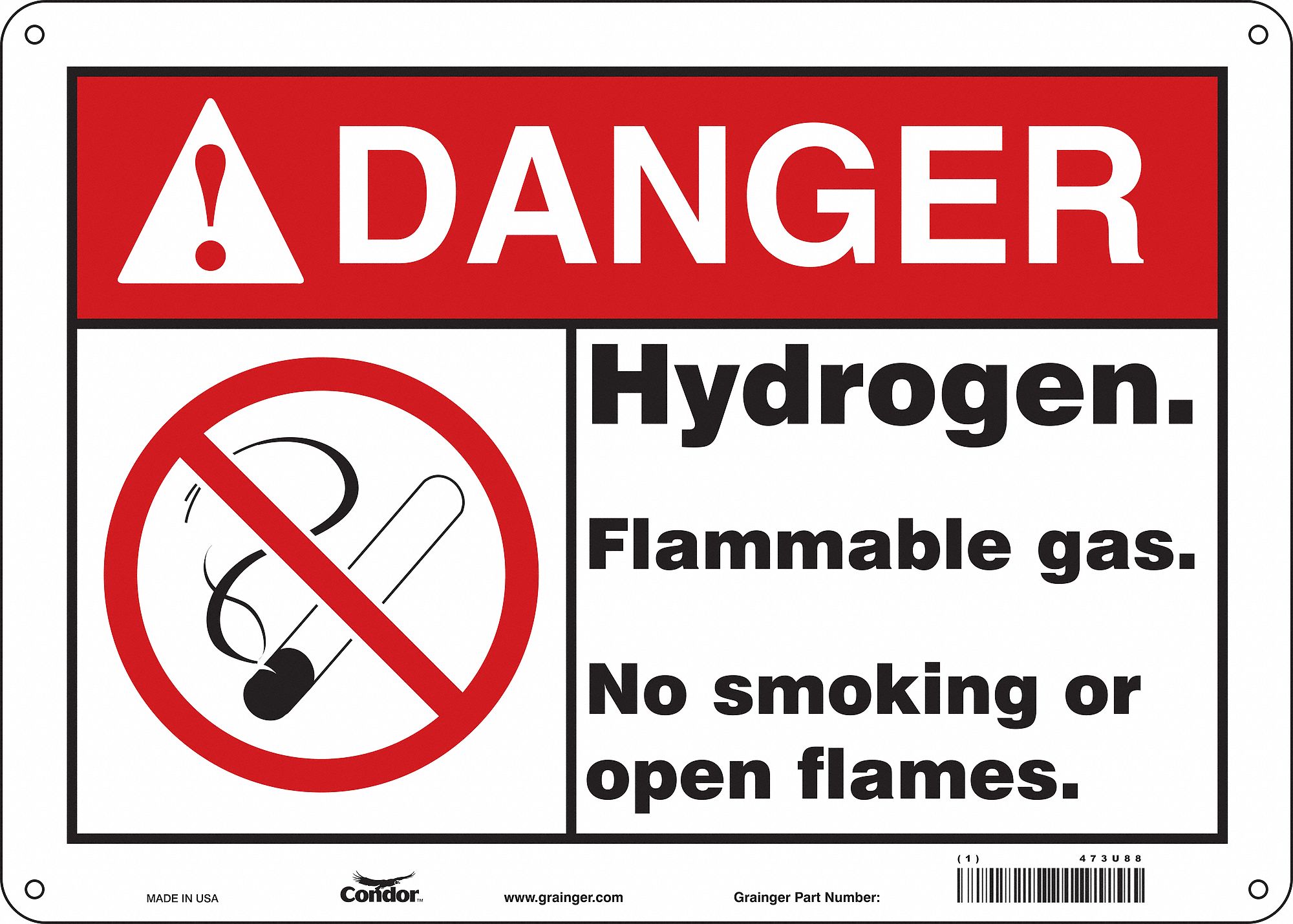 Safety Sign: Aluminum, Mounting Holes Sign Mounting, 10 in x 14 in Nominal Sign Size, 0.032 in Thick