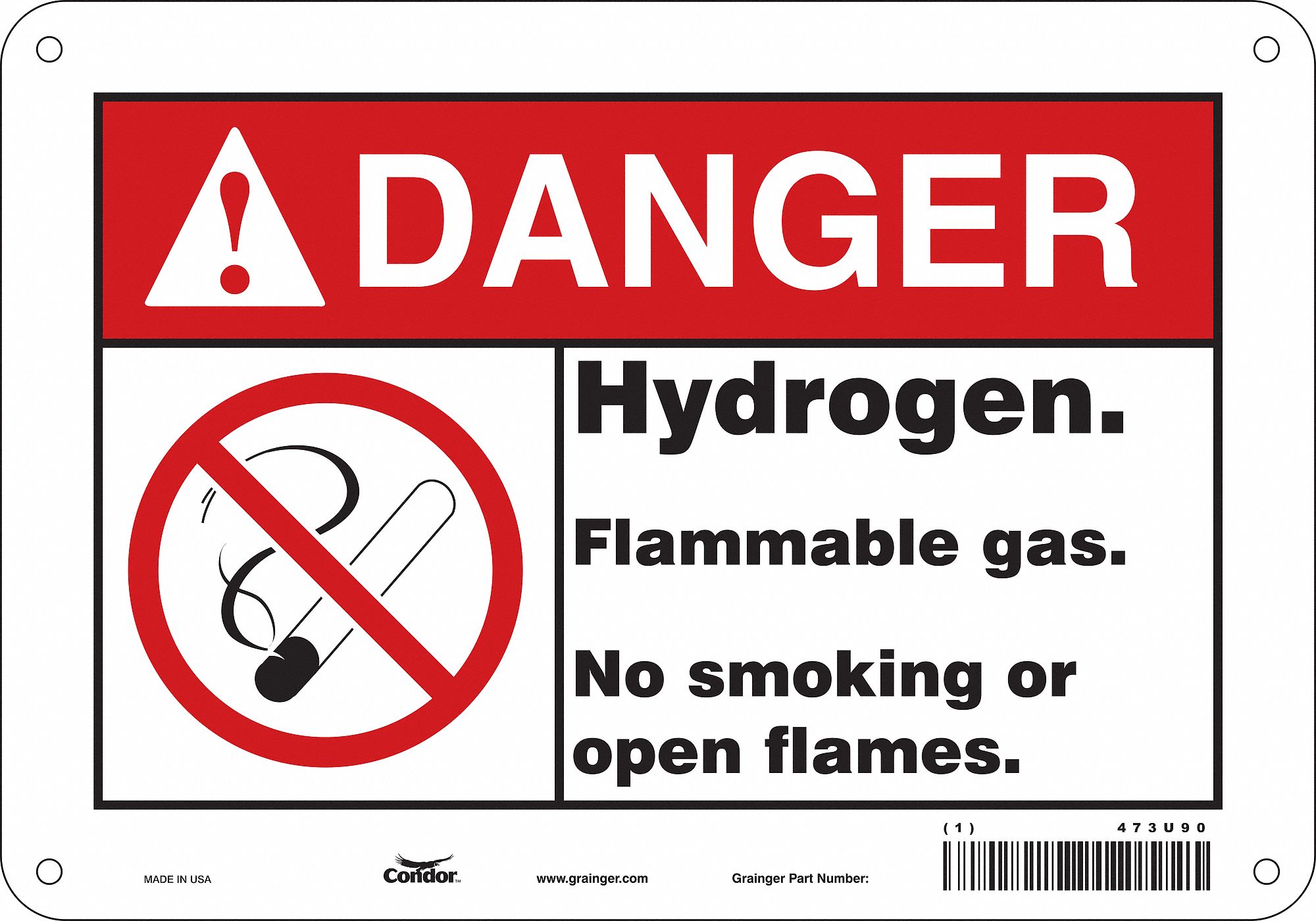 Safety Sign: Polyethylene, Mounting Holes Sign Mounting, 7 in x 10 in Nominal Sign Size, Danger