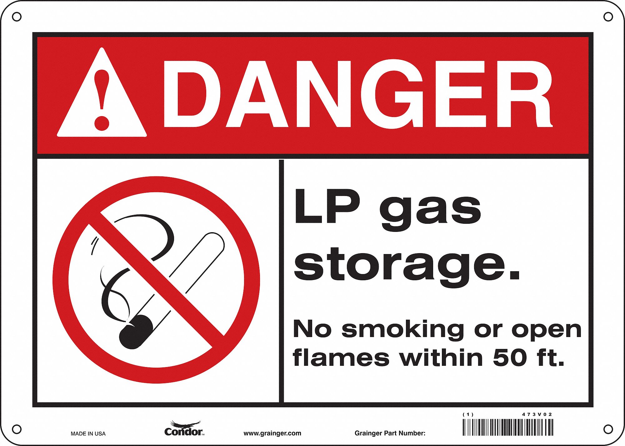 Safety Sign: Aluminum, Mounting Holes Sign Mounting, 10 in x 14 in Nominal Sign Size, 0.032 in Thick