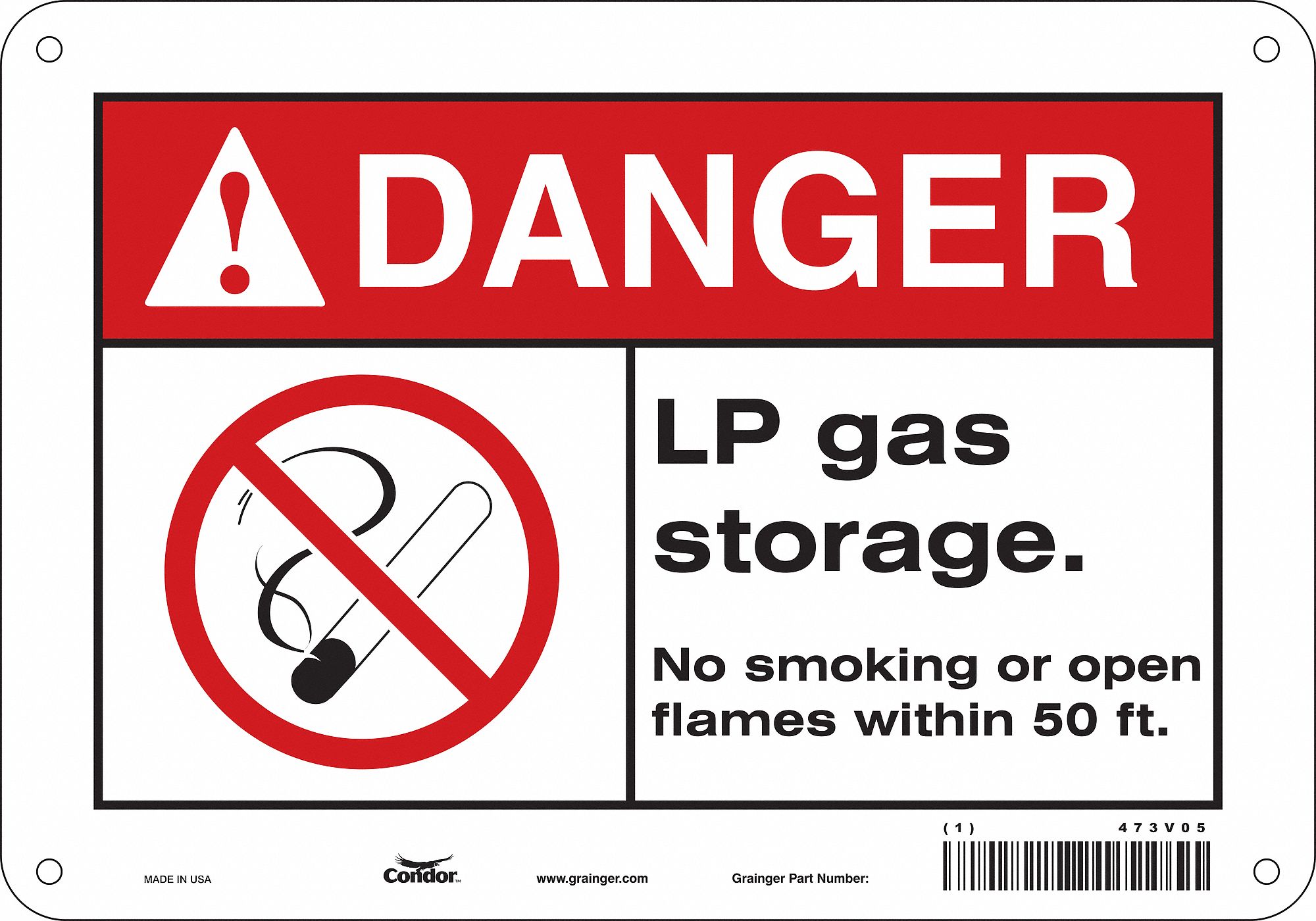 Safety Sign: Polyethylene, Mounting Holes Sign Mounting, 7 in x 10 in Nominal Sign Size, Danger