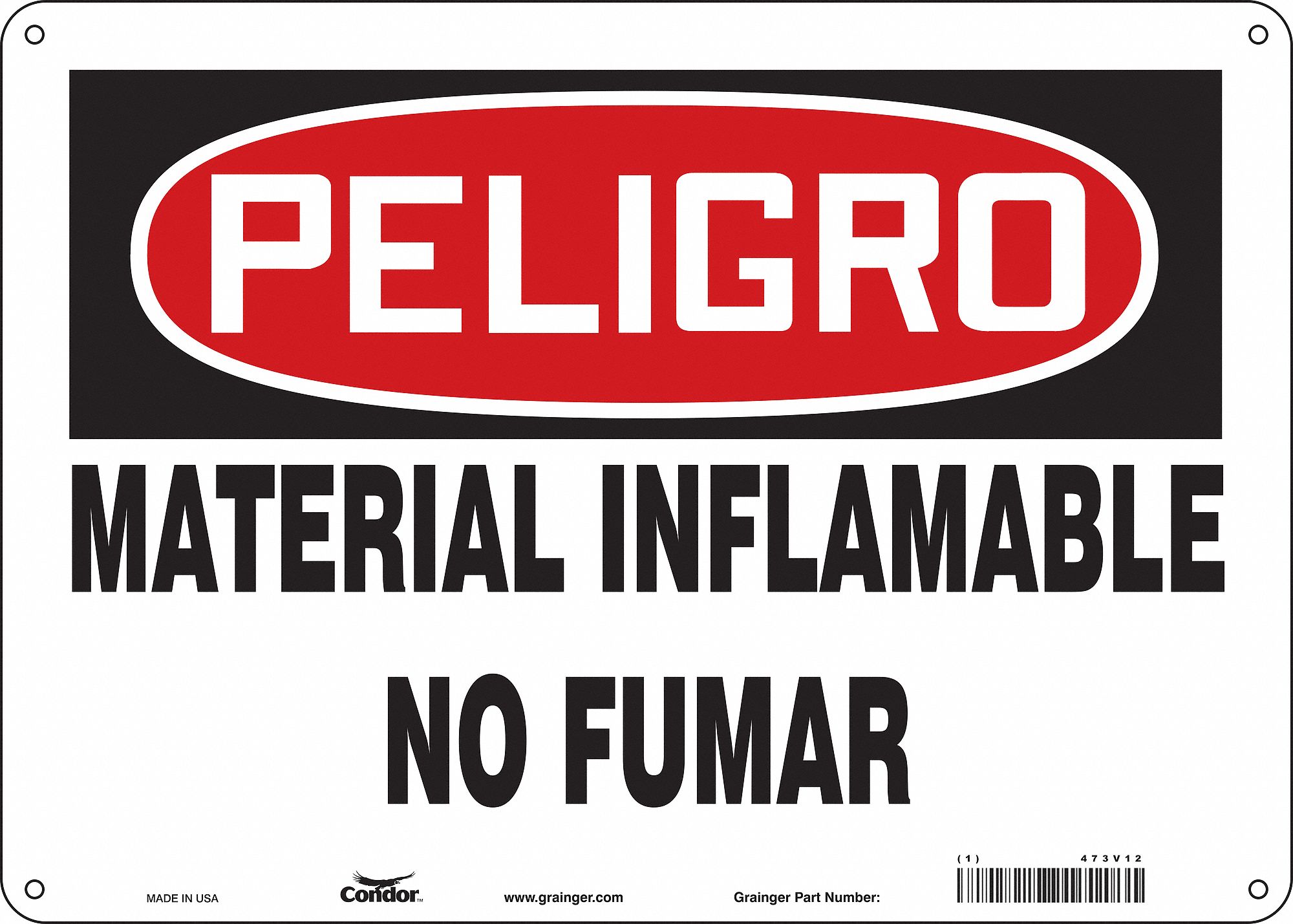 Safety Sign: Aluminum, Mounting Holes Sign Mounting, 10 in x 14 in Nominal Sign Size, 0.032 in Thick