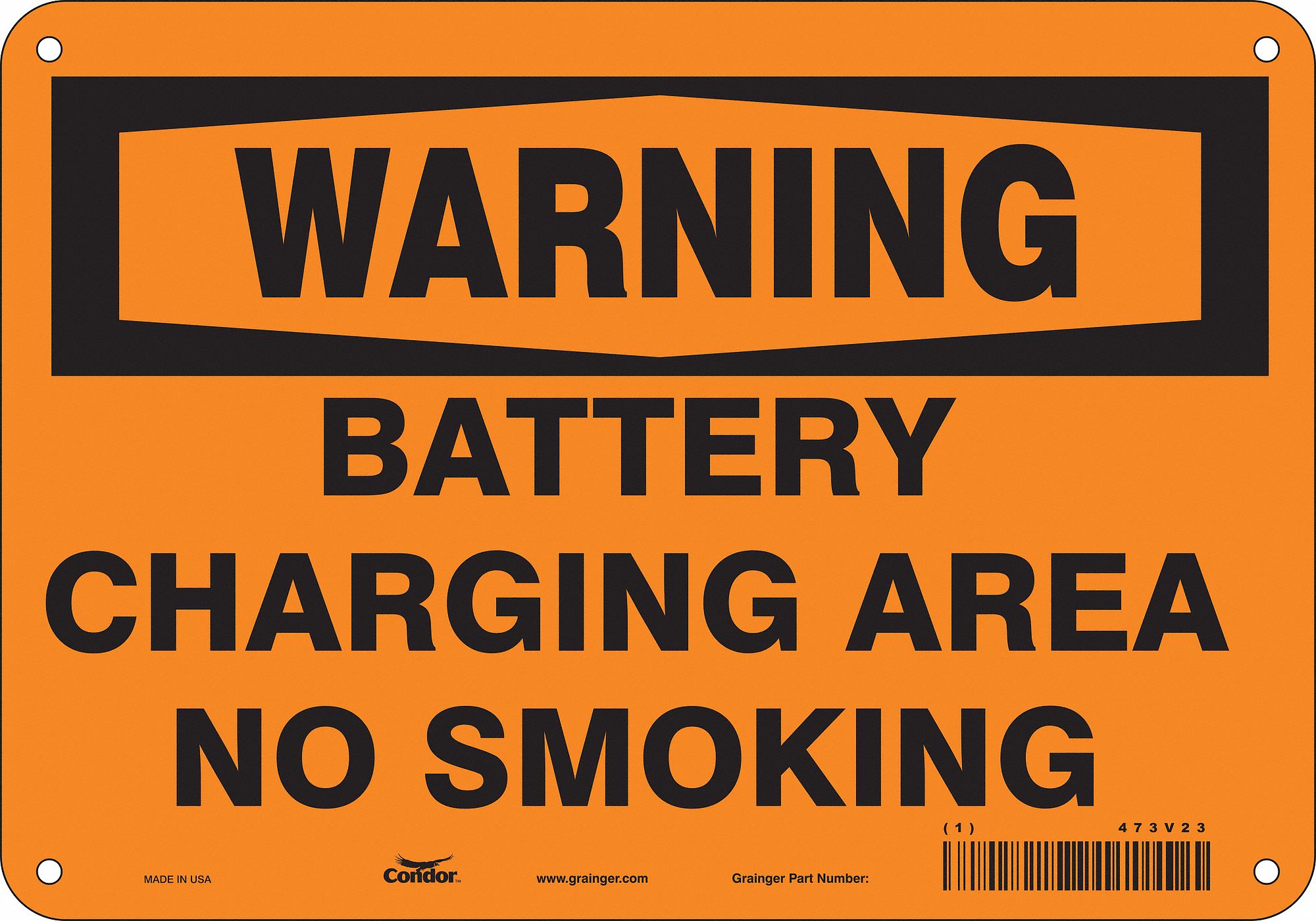 Safety Sign: Aluminum, Mounting Holes Sign Mounting, 7 in x 10 in Nominal Sign Size, 0.032 in Thick