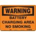 Warning: Battery Charging Area No Smoking Signs