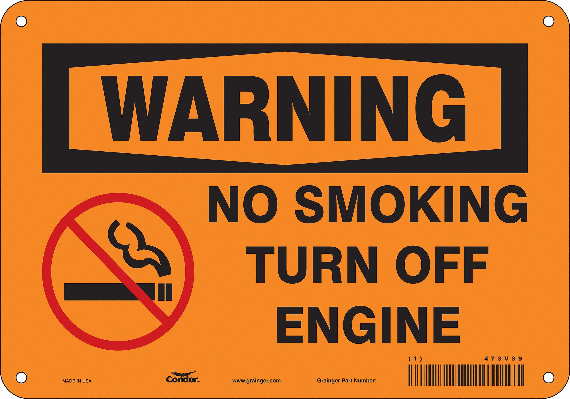 Safety Sign: Polyethylene, Mounting Holes Sign Mounting, 7 in x 10 in Nominal Sign Size